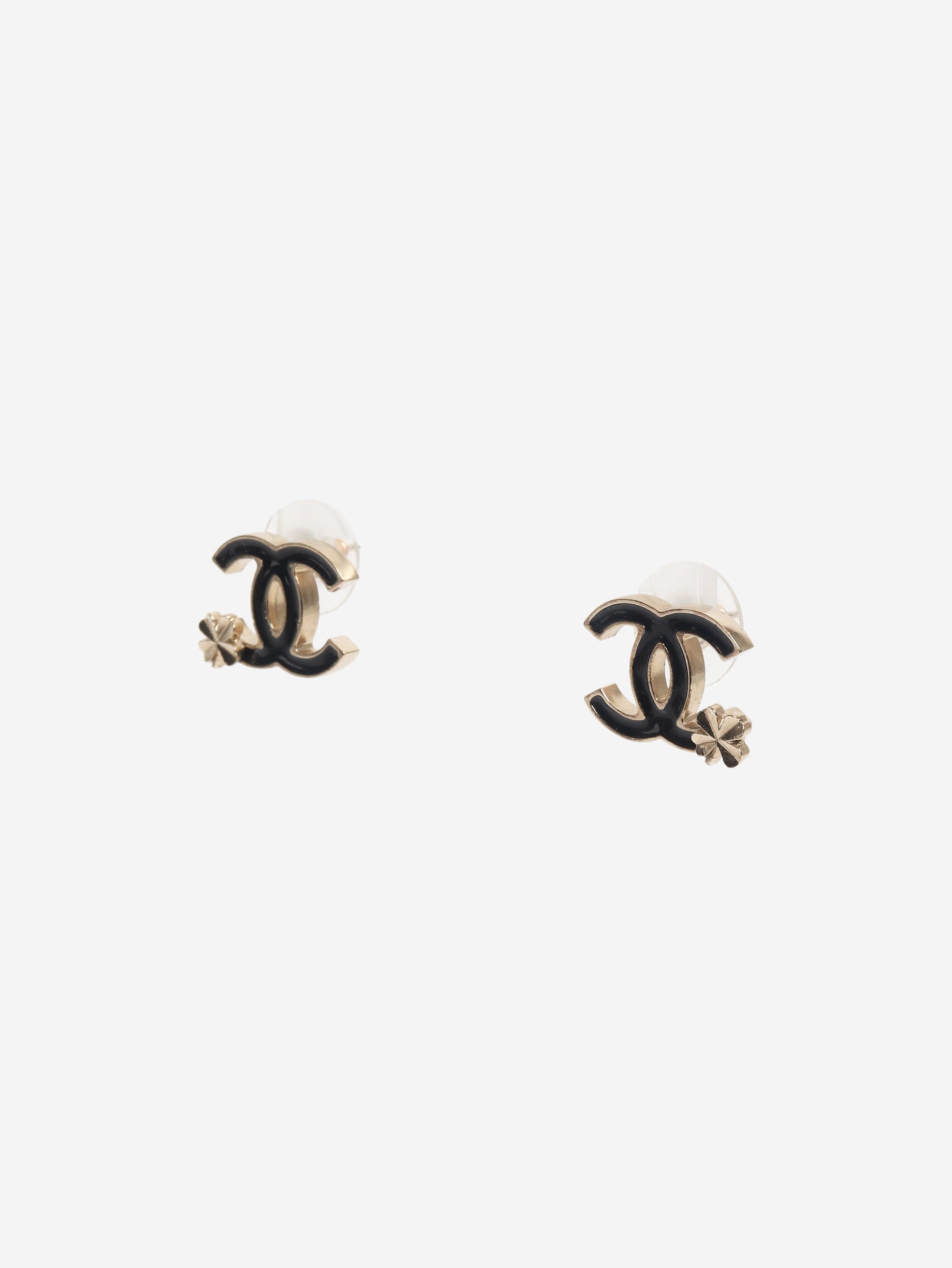 Chanel Gold and black CC four-leaf clover earrings Size ONE SIZE - 2 Thumbnail