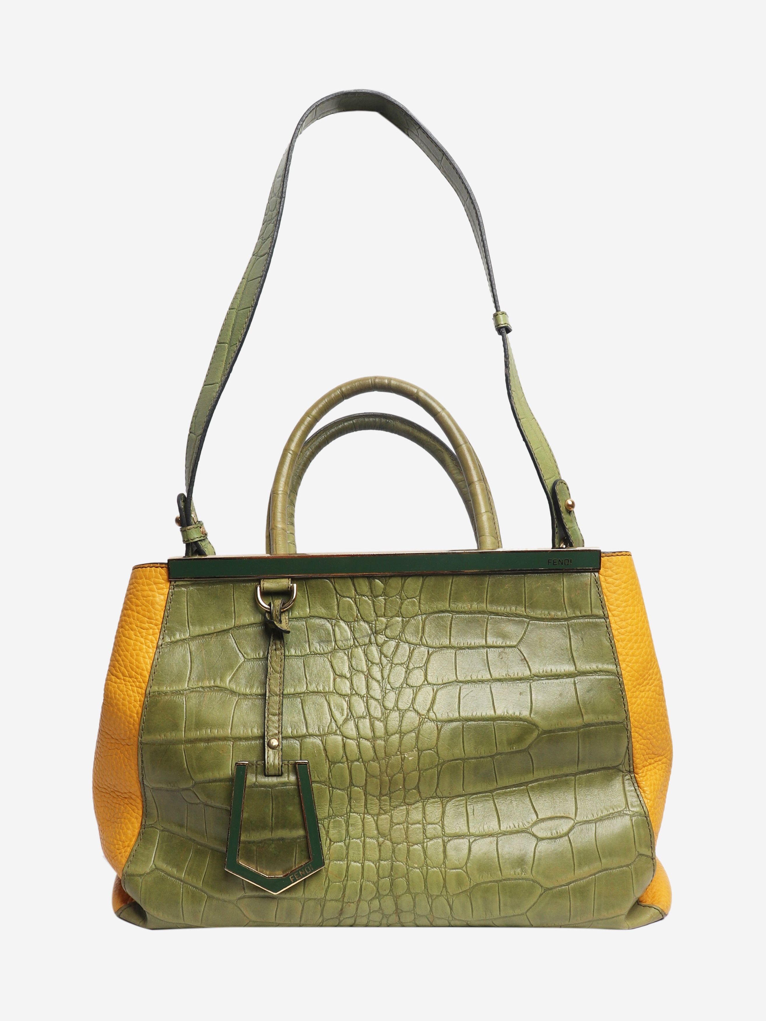 Fendi Green 2jours croc-embossed leather bag Size ONE SIZE - 2 Thumbnail