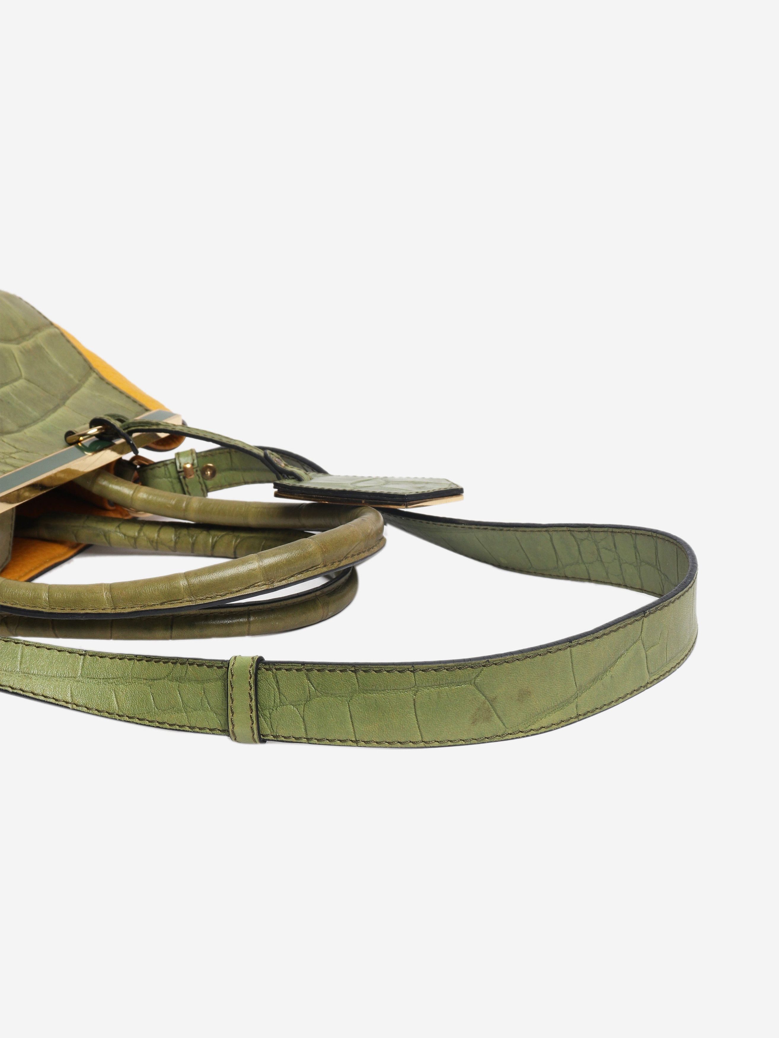 Fendi Green 2jours croc-embossed leather bag Size ONE SIZE - 9 Thumbnail