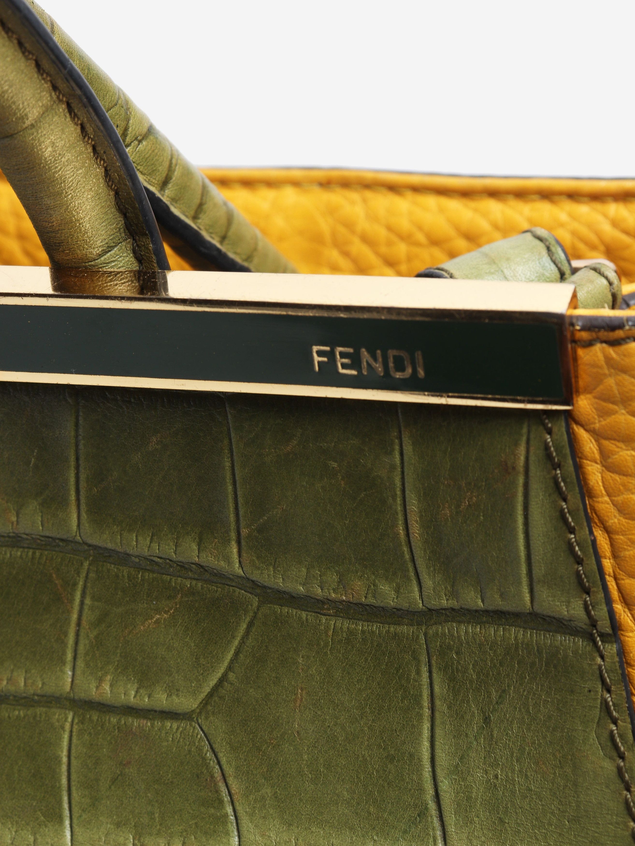 Fendi Green 2jours croc-embossed leather bag Size ONE SIZE - 6 Thumbnail