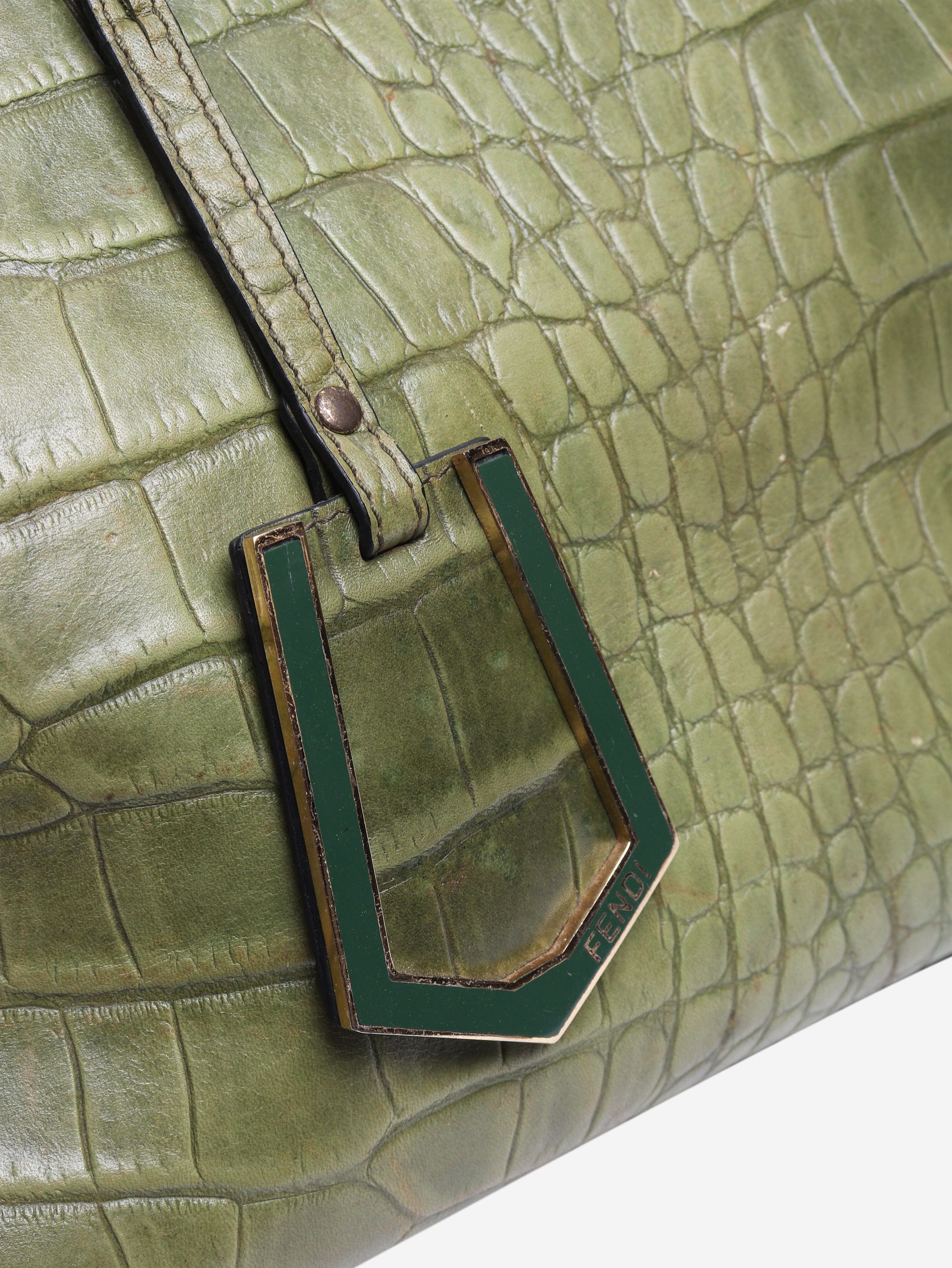 Fendi Green 2jours croc-embossed leather bag Size ONE SIZE - 8 Thumbnail