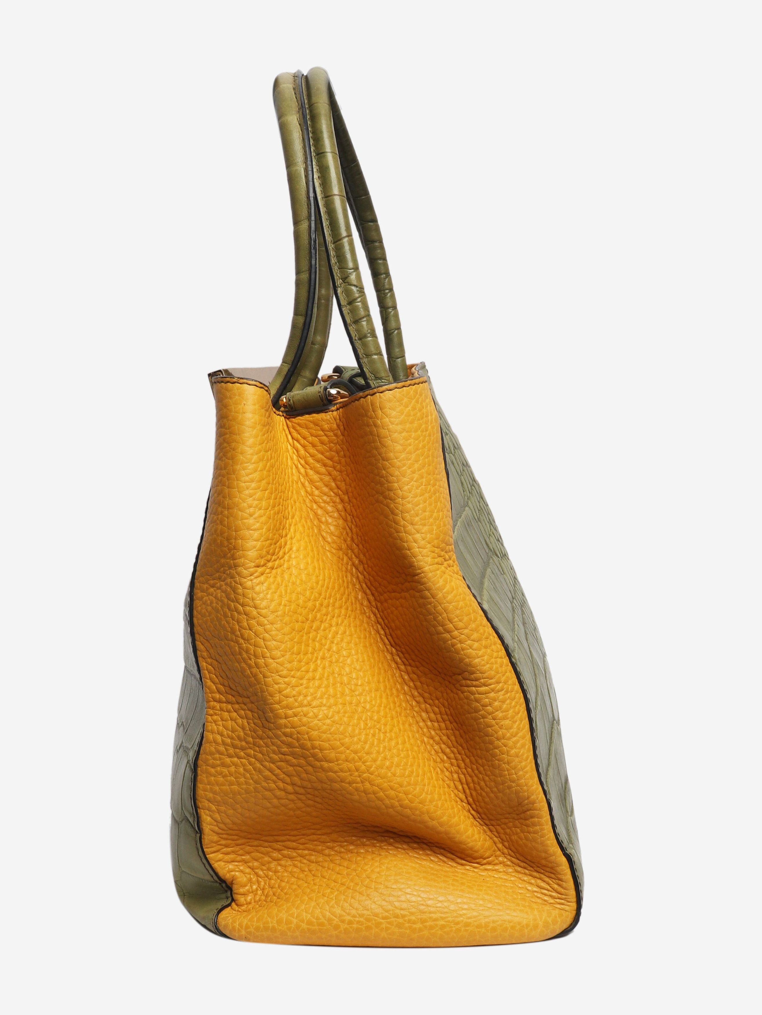 Fendi Green 2jours croc-embossed leather bag Size ONE SIZE - 3 Thumbnail
