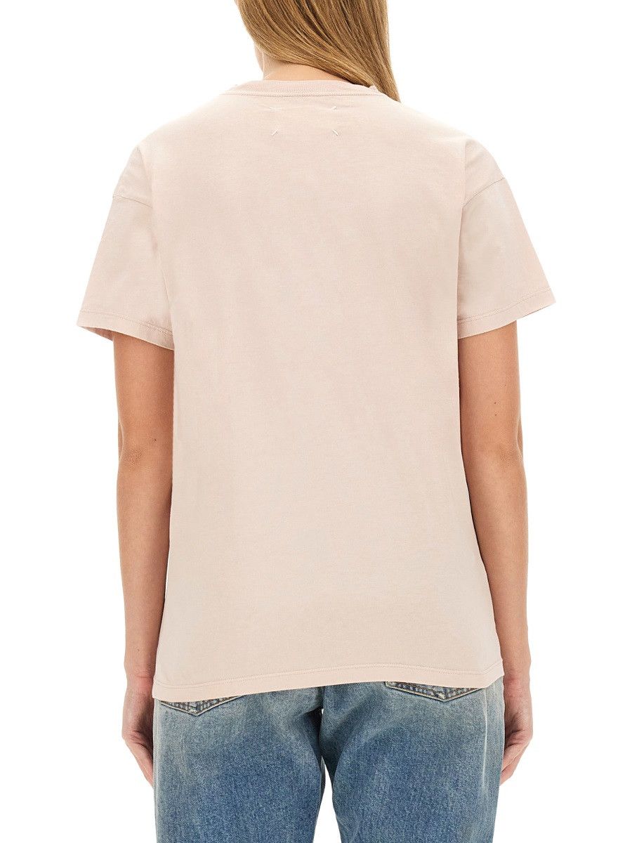 Maison Margiela MAISON MARGIELA T-SHIRT WITH LOGO - BEIGE Size M / US 6-8 / IT 42-44 - 3 Thumbnail