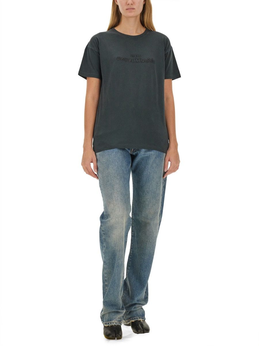 Maison Margiela MAISON MARGIELA T-SHIRT WITH LOGO - BLACK Size L / US 10 / IT 46 - 2 Thumbnail