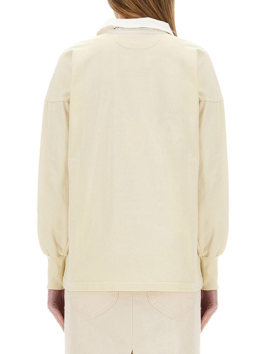 Maison Margiela MAISON MARGIELA POLO SHIRT WITH PRINT - IVORY Size S / US 4 / IT 40 - 3 Thumbnail