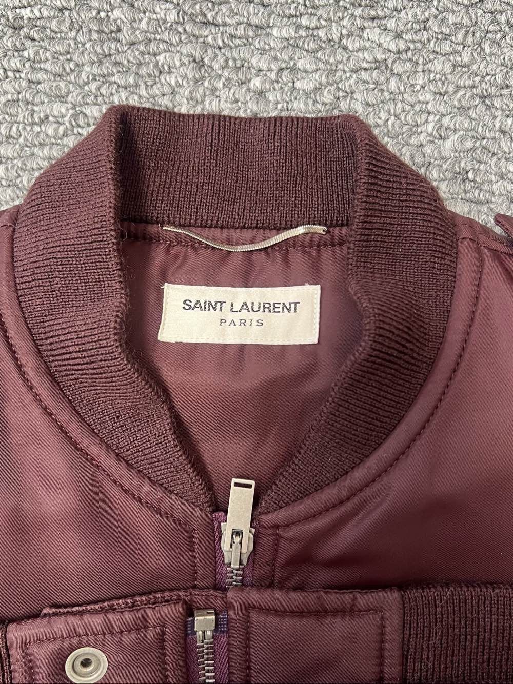 Saint Laurent Paris Saint Laurent Burgundy Bomber Jacket Size 48 Size US M / EU 48-50 / 2 - 3 Thumbnail