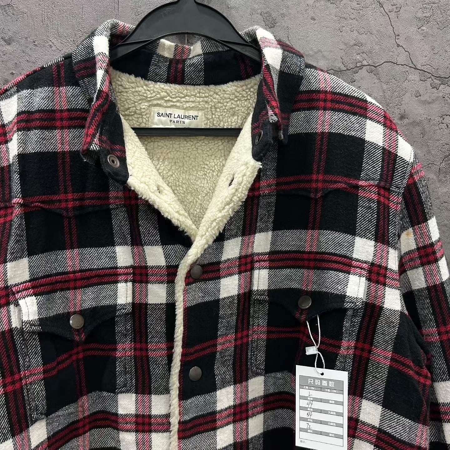 Saint Laurent Paris Saint Laurent Sherpa-Lined Plaid Shirt Jacket Size L Size US L / EU 52-54 / 3 - 3 Thumbnail