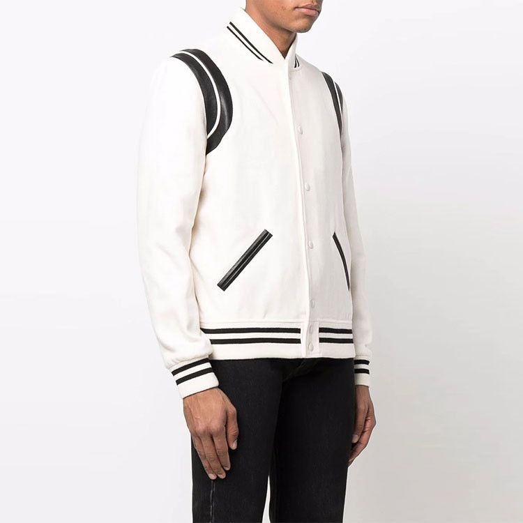 Saint Laurent Paris Saint Laurent Wool Leather Varsity Bomber Jacket Size 52 Size US L / EU 52-54 / 3 - 7 Thumbnail