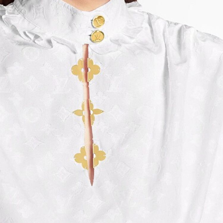 Louis Vuitton Louis Vuitton Monogram Ruffle Blouse Size 36 Size XS / US 0-2 / IT 36-38 - 12 Thumbnail