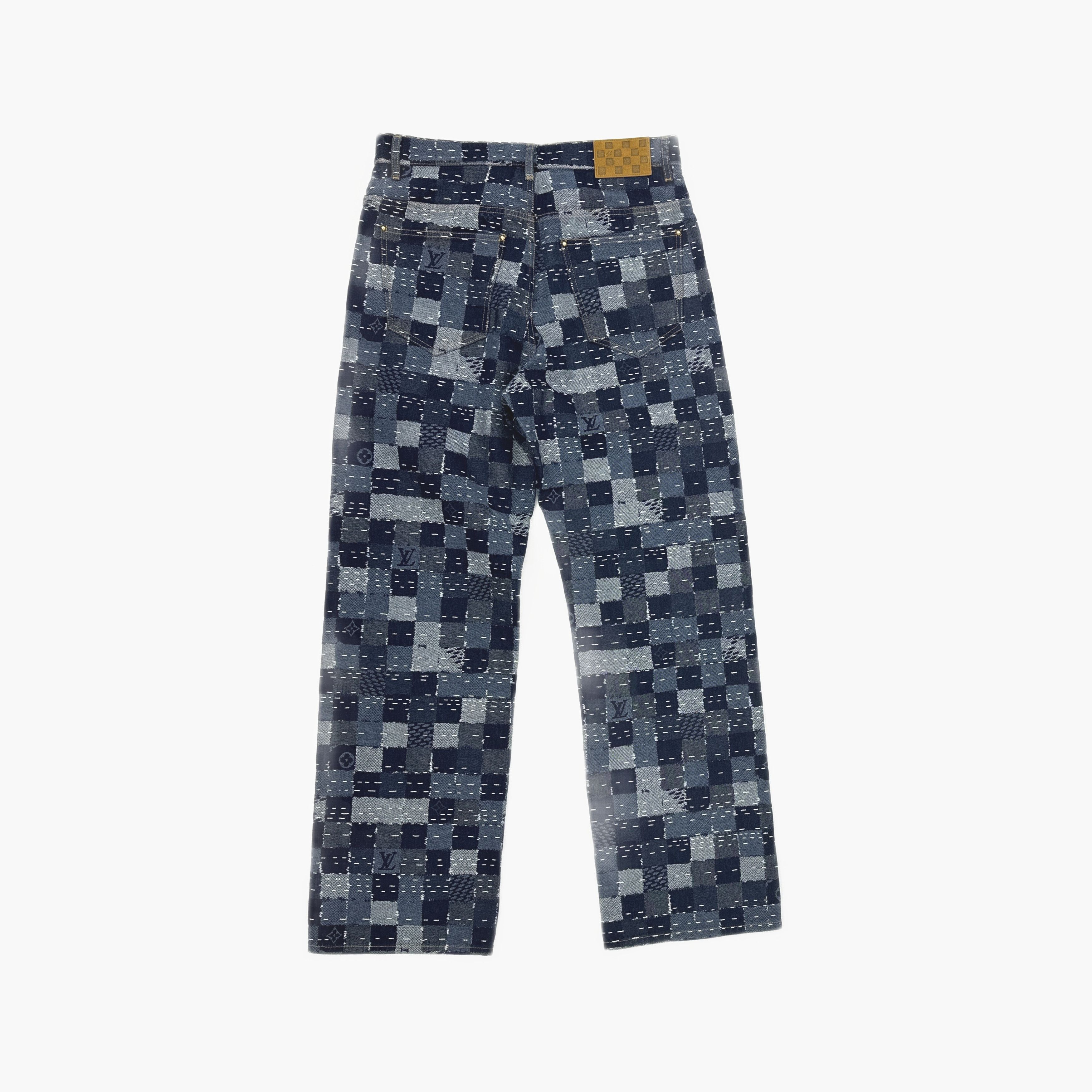 Louis Vuitton Louis Vuitton Patchwork Checkered Denim Jeans Size 31 Size US 31 - 2 Thumbnail
