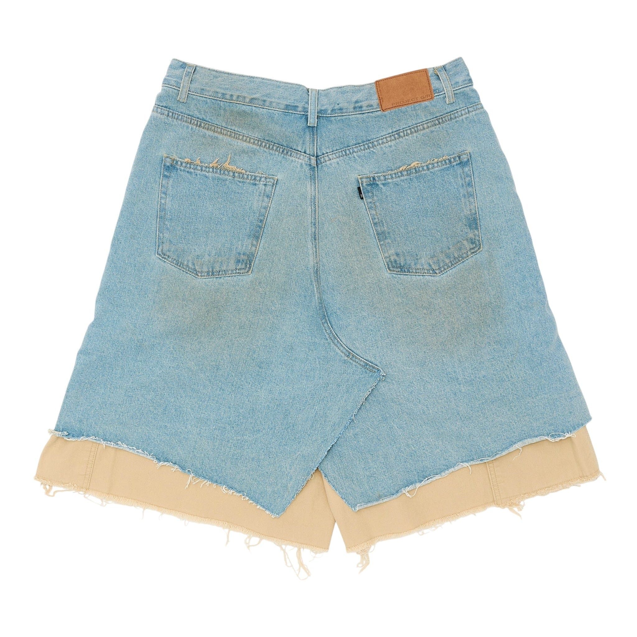 PROJECT G/R Project G/R Layered Skirt Denim Carpenter Shorts Light Blue Size US 28 / EU 44 - 2 Thumbnail