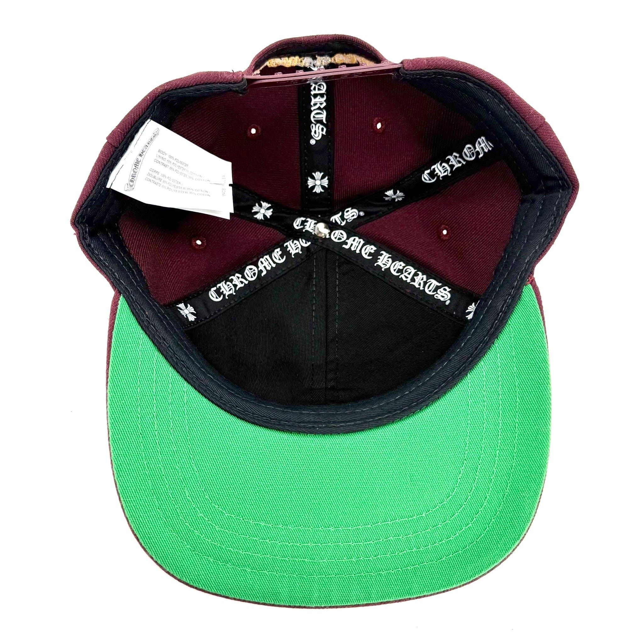 Chrome Hearts Embroidered CH Logo Baseball Hat Burgundy Gold Size ONE SIZE - 8 Thumbnail