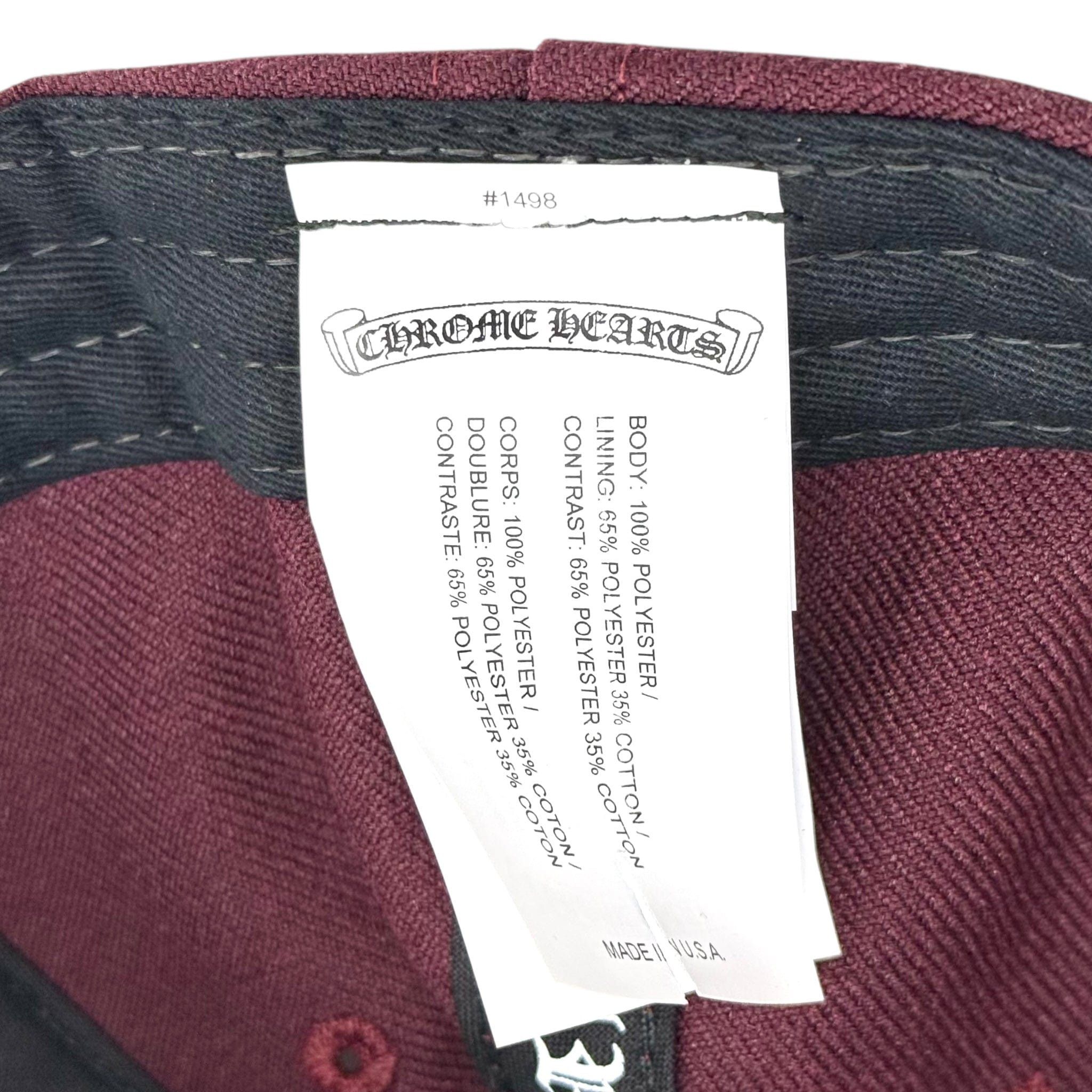 Chrome Hearts Embroidered CH Logo Baseball Hat Burgundy Gold Size ONE SIZE - 9 Thumbnail