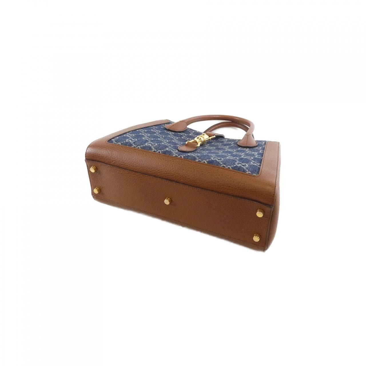 Gucci Gucci Gucci JACKIE 1961 GG Jacquard Denim Leather Bag Textile Handbag 649016 2KQGG DUTY FREE for USA Size ONE SIZE - 3 Thumbnail