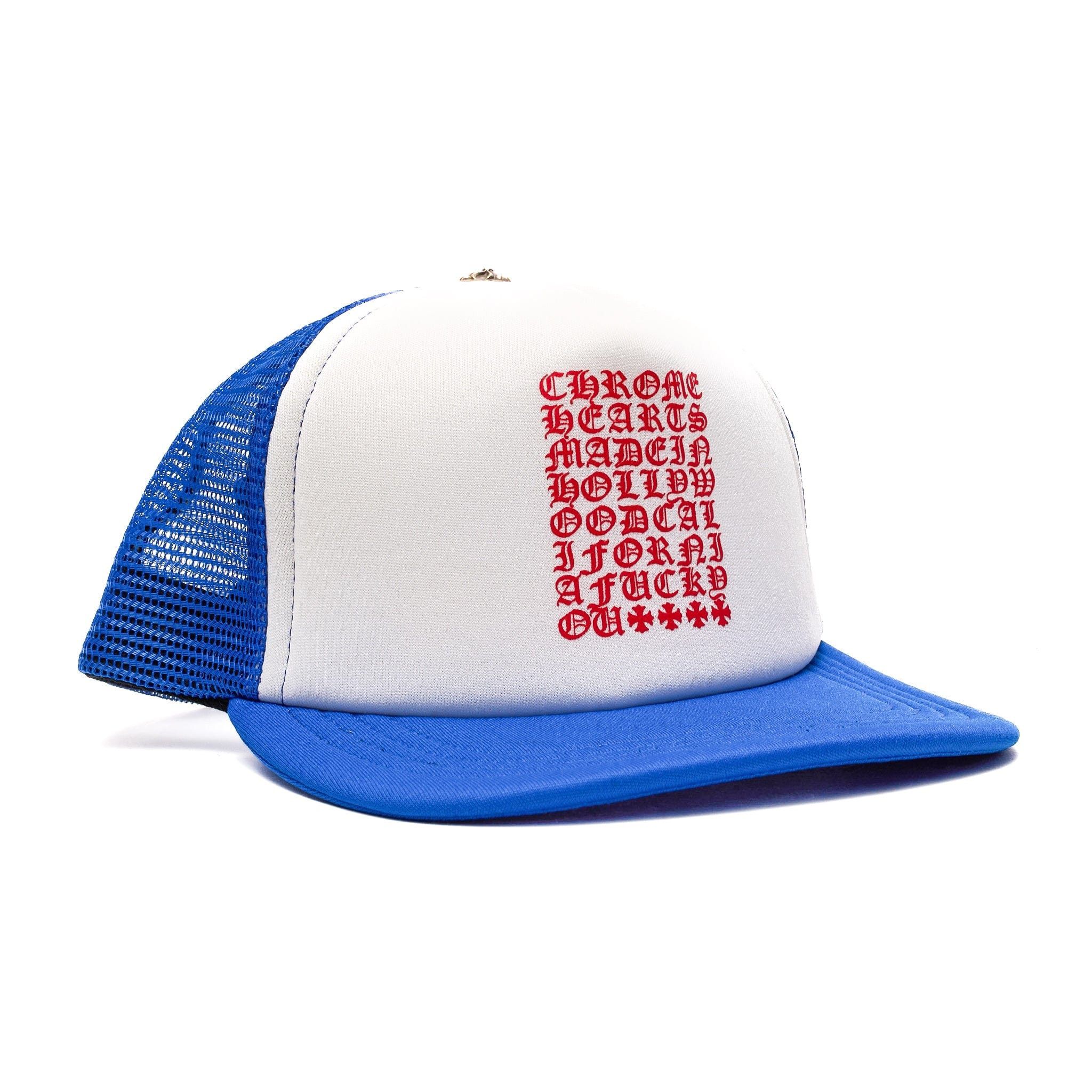 Chrome Hearts Eyechart Logo Trucker Hat Blue White Red Size ONE SIZE - 2 Thumbnail
