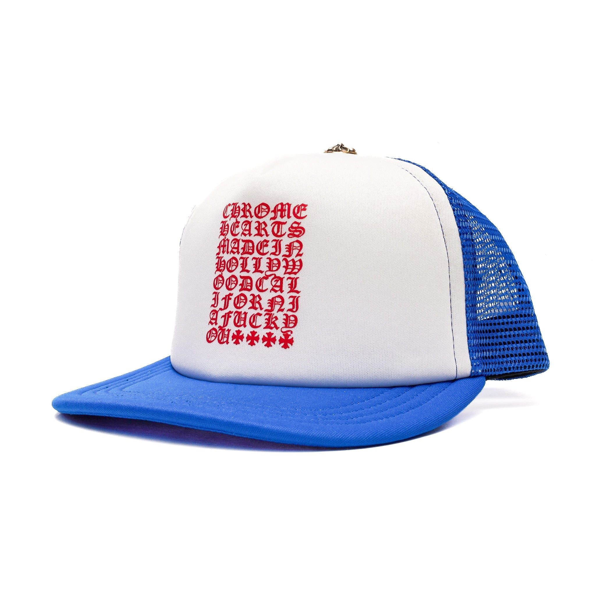 Chrome Hearts Eyechart Logo Trucker Hat Blue White Red Size ONE SIZE - 5 Thumbnail