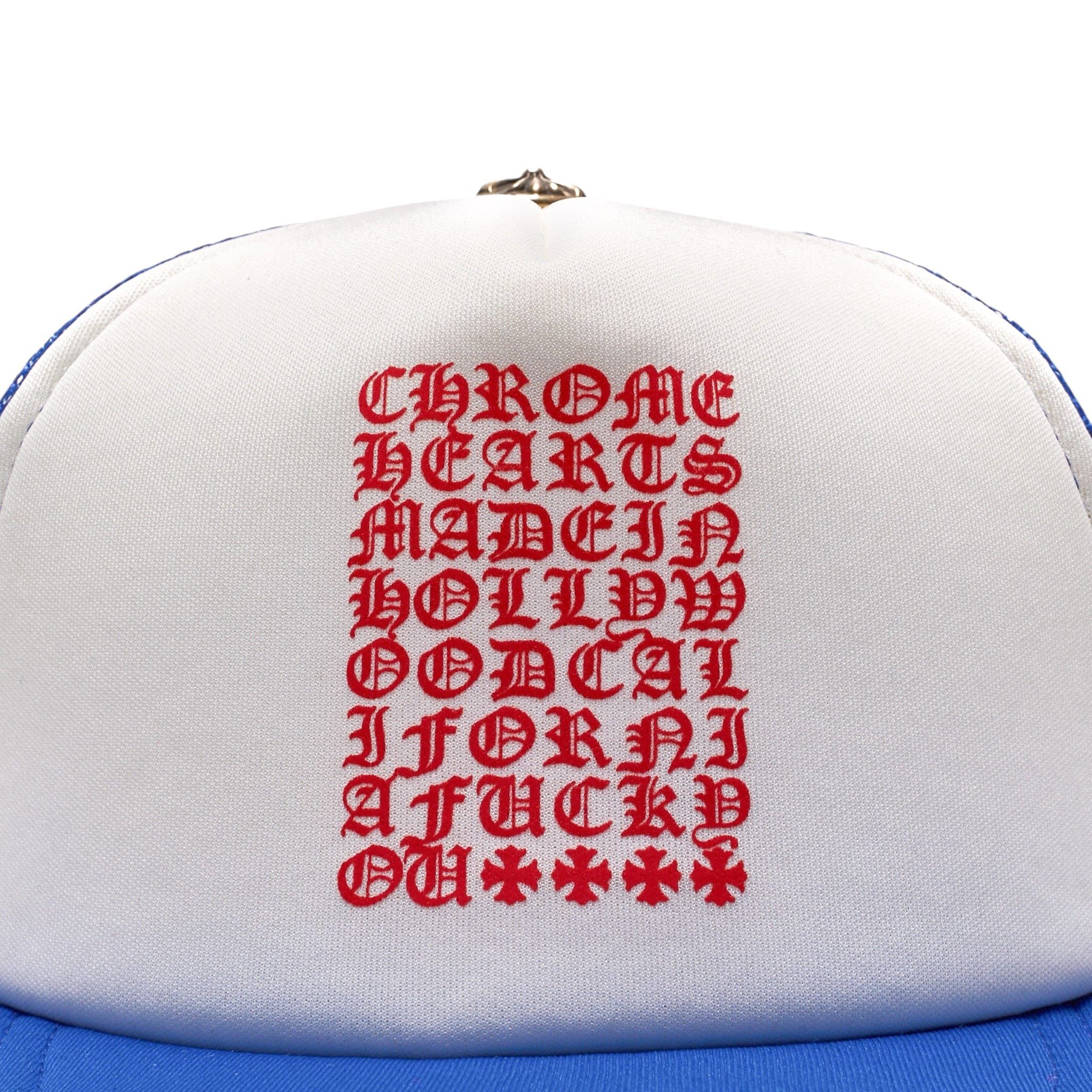 Chrome Hearts Eyechart Logo Trucker Hat Blue White Red Size ONE SIZE - 9 Thumbnail