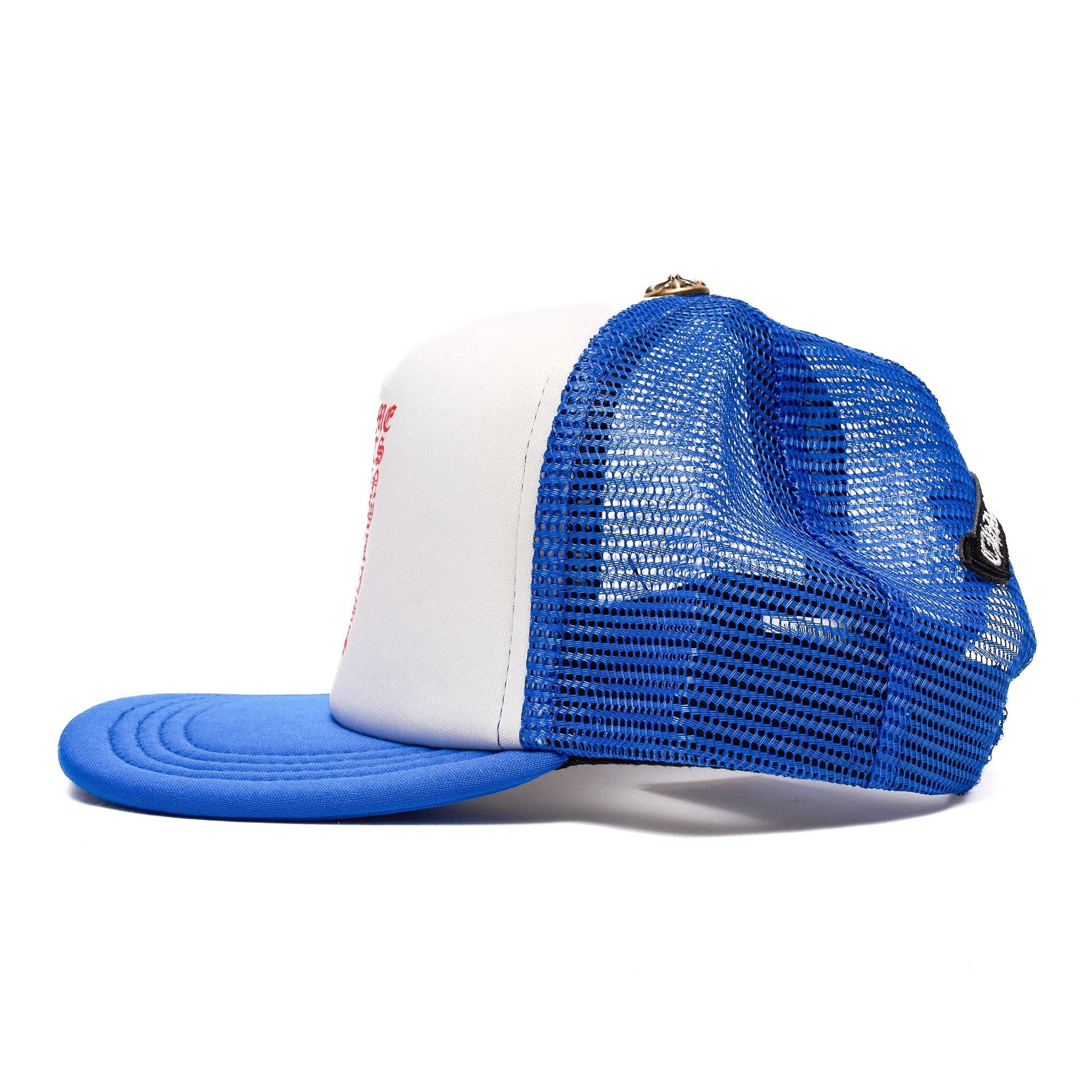 Chrome Hearts Eyechart Logo Trucker Hat Blue White Red Size ONE SIZE - 4 Thumbnail