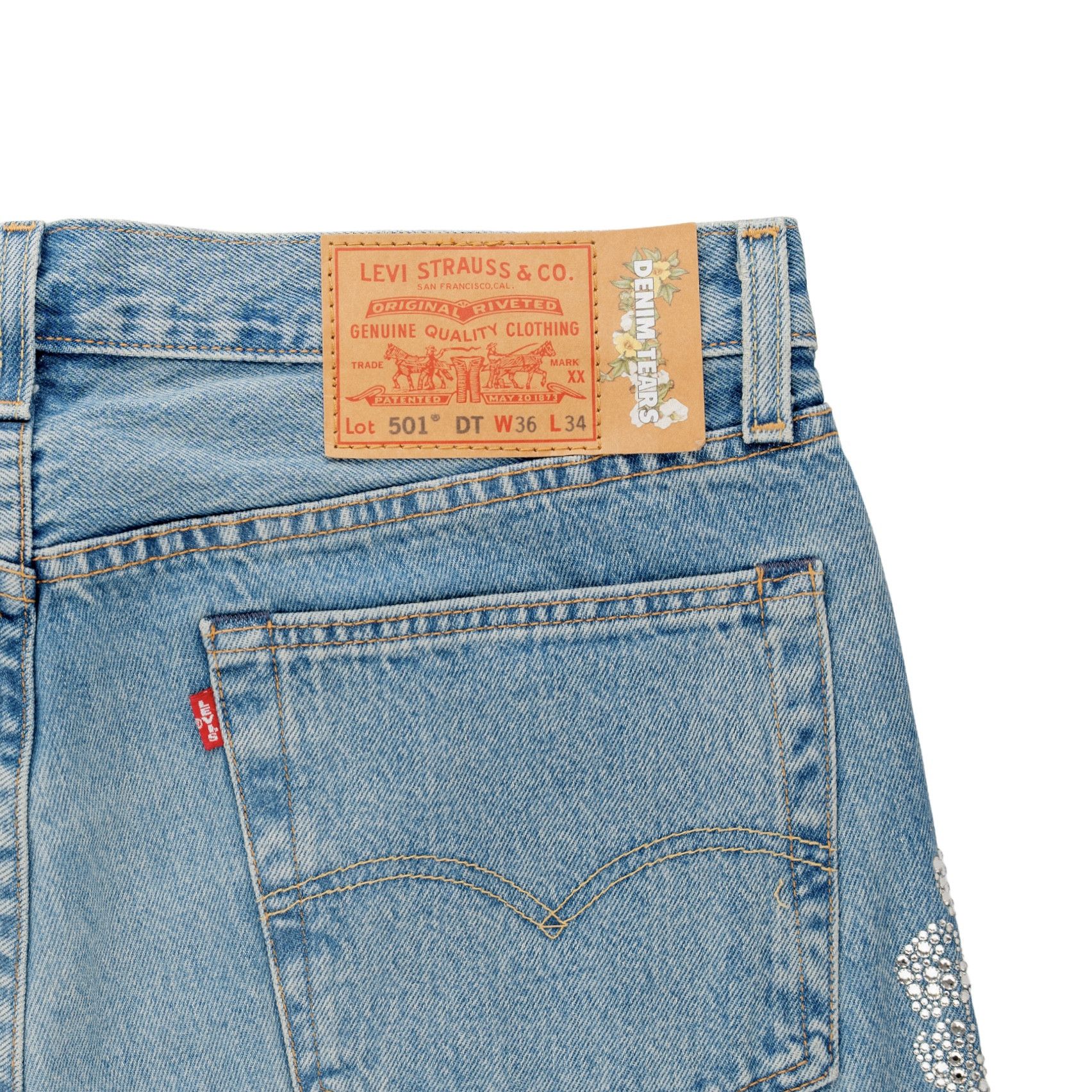DENIM TEARS Bust Down Swarovski Tears 501 Jeans Light Wash Size US 36 / EU 52 - 4 Thumbnail