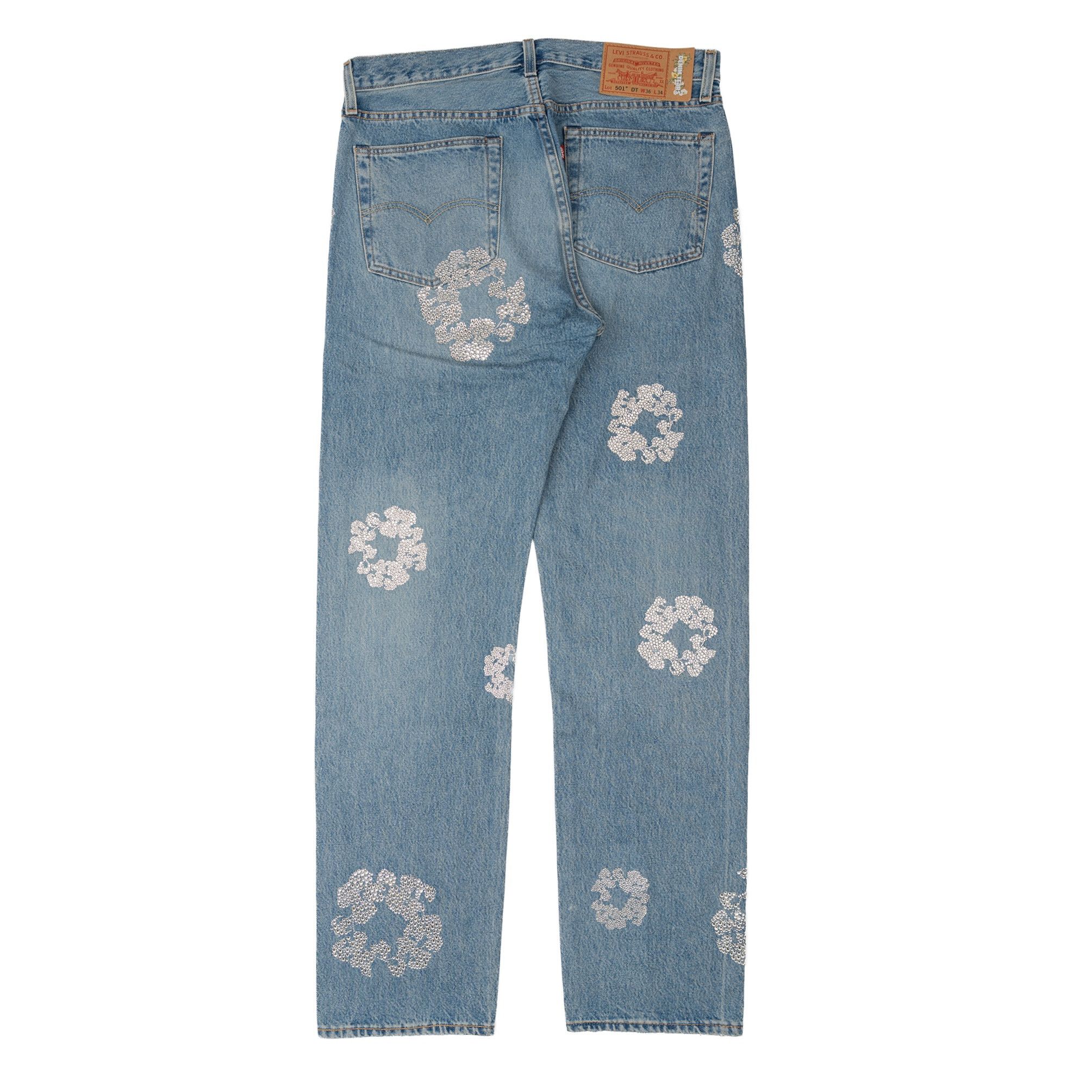 DENIM TEARS Bust Down Swarovski Tears 501 Jeans Light Wash Size US 36 / EU 52 - 2 Thumbnail