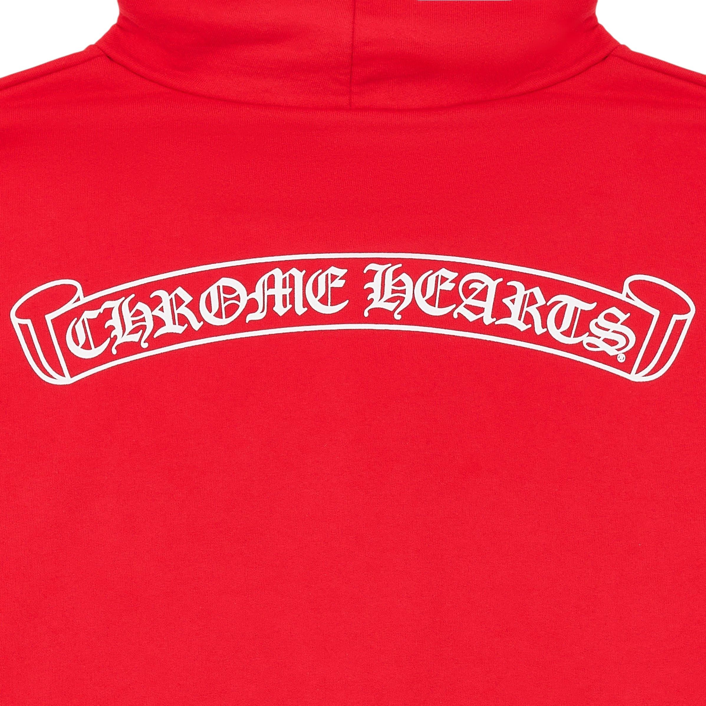 Chrome Hearts Scroll Logo Hooded Sweatshirt Red White Size US XS / EU 42 / 0 - 3 Thumbnail
