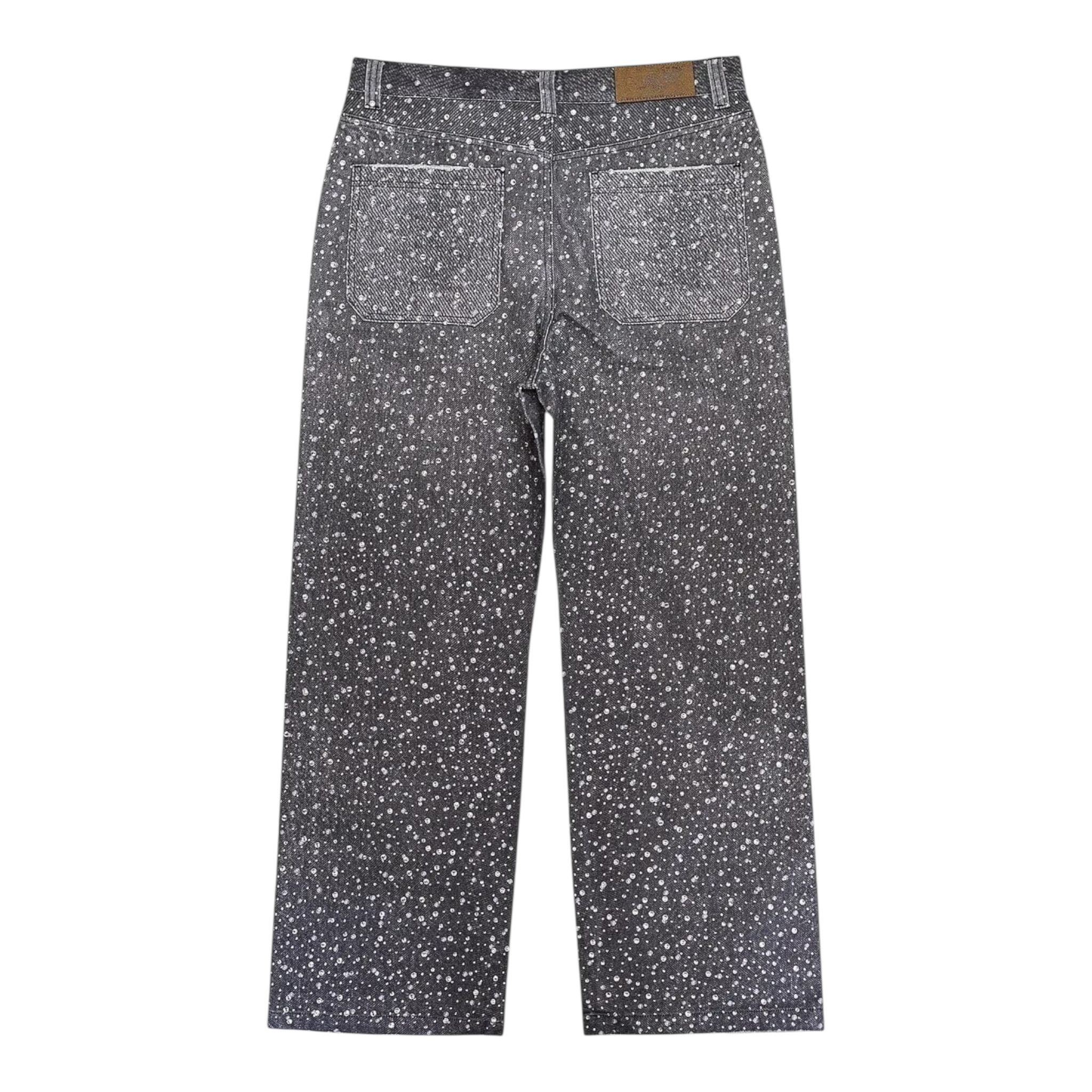 Birth of Royal Child Printing Washed 20k Swarovski Diamond Boro Jeans Black Size US 40 / EU 56 - 2 Thumbnail