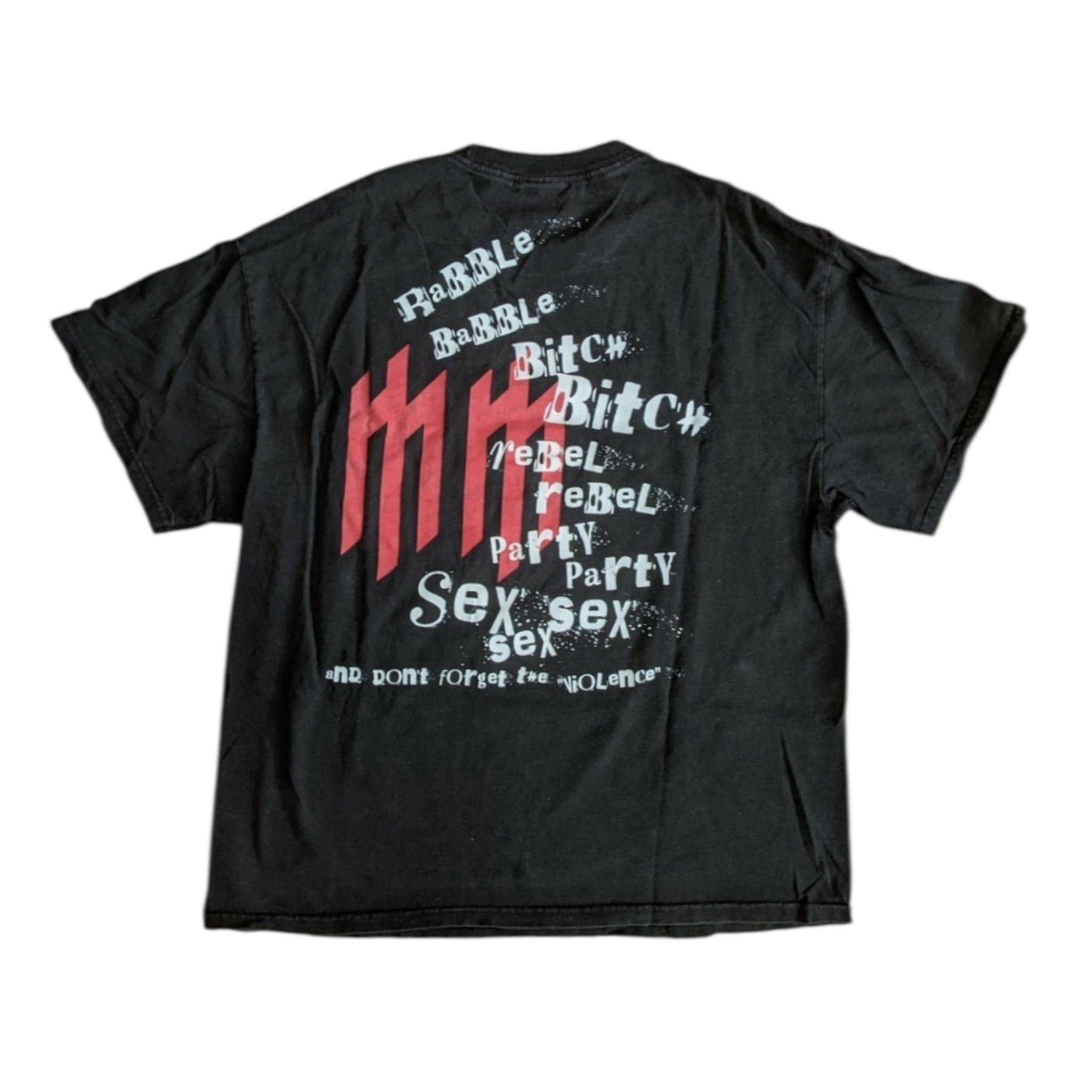 Vintage 2003 Marilyn Manson Rabble Babble Bitch Tour Photo Short Sl Size US L / EU 52-54 / 3 - 2 Thumbnail