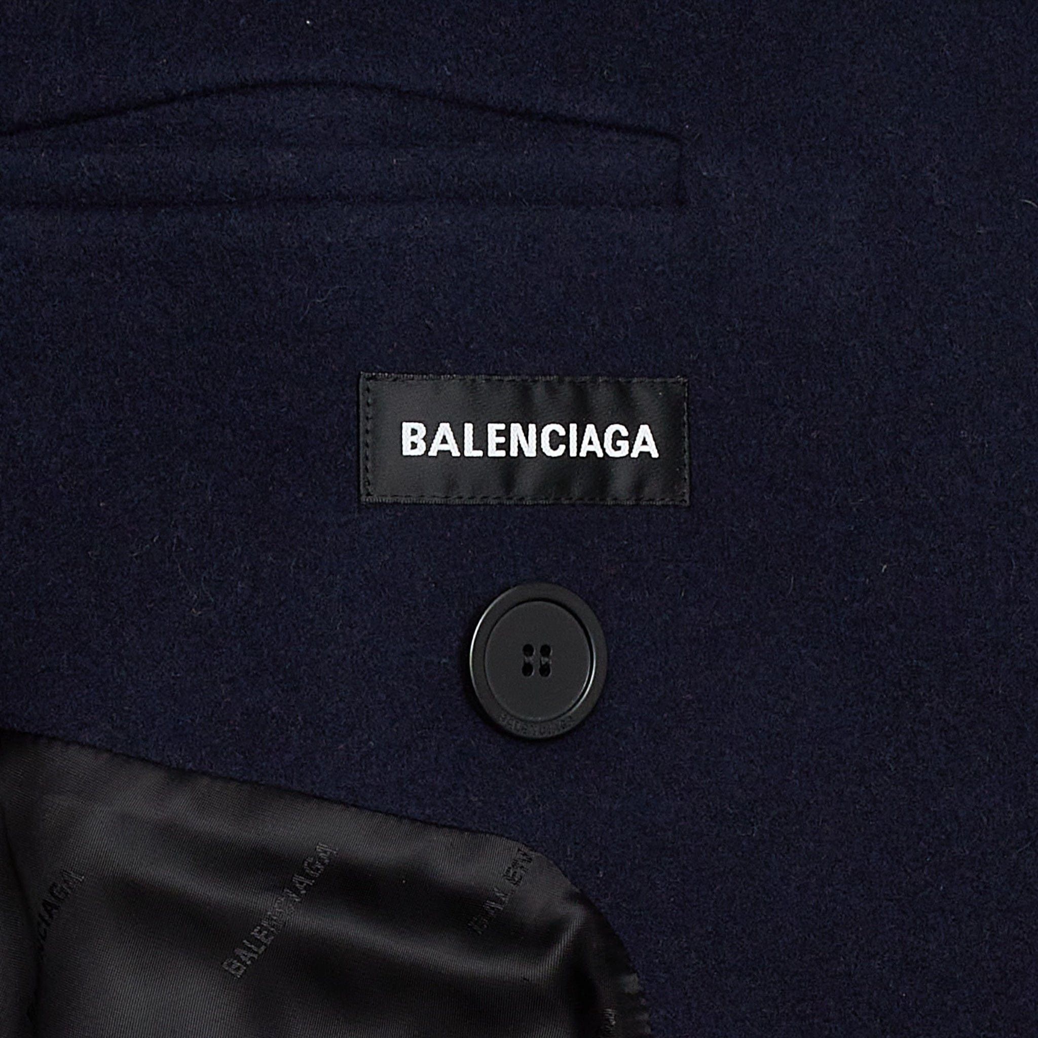 Balenciaga Padded Peacoat Navy Blue Black Size US L / EU 52-54 / 3 - 3 Thumbnail