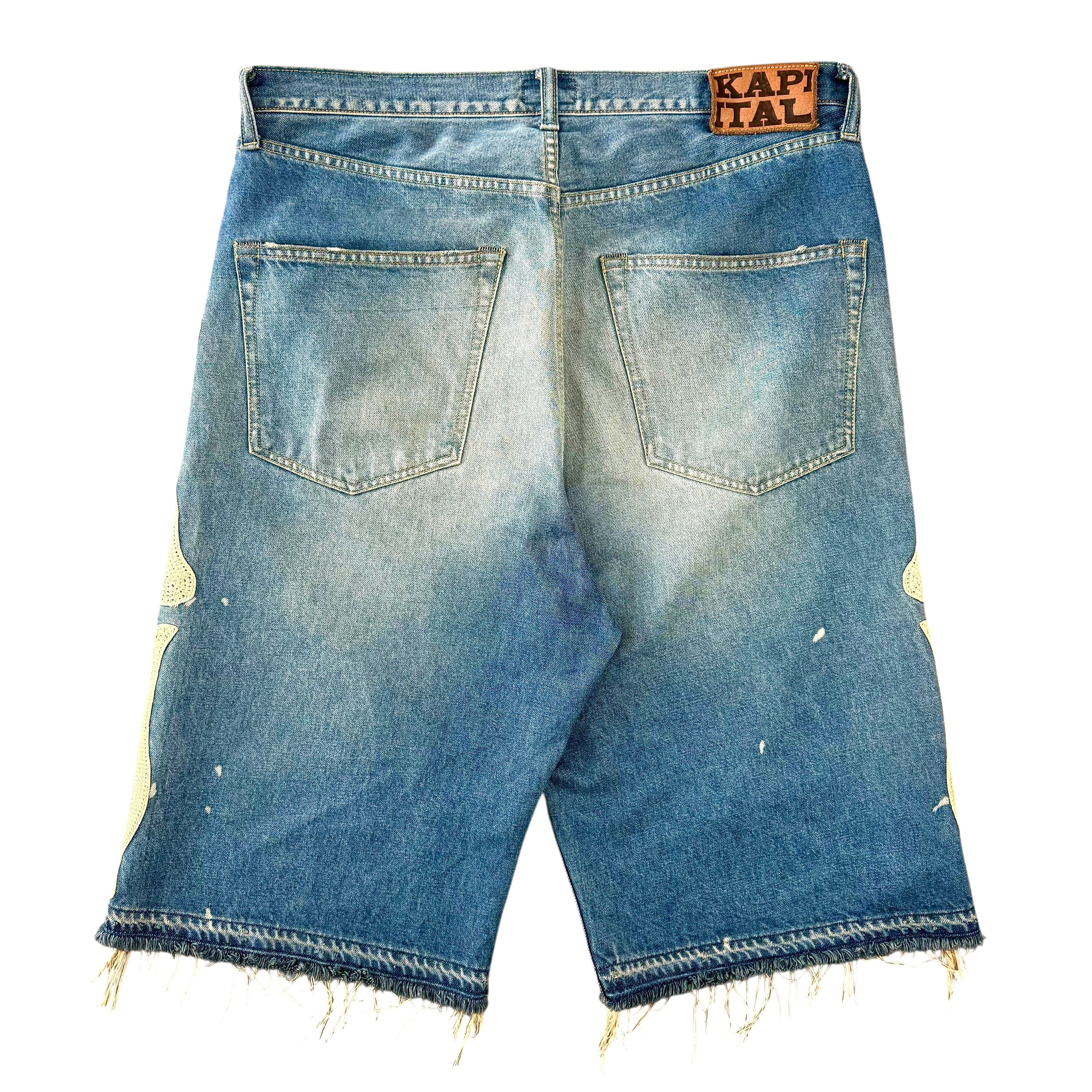 Kapital Bone Denim Shorts Indigo White Size US 36 / EU 52 - 2 Thumbnail