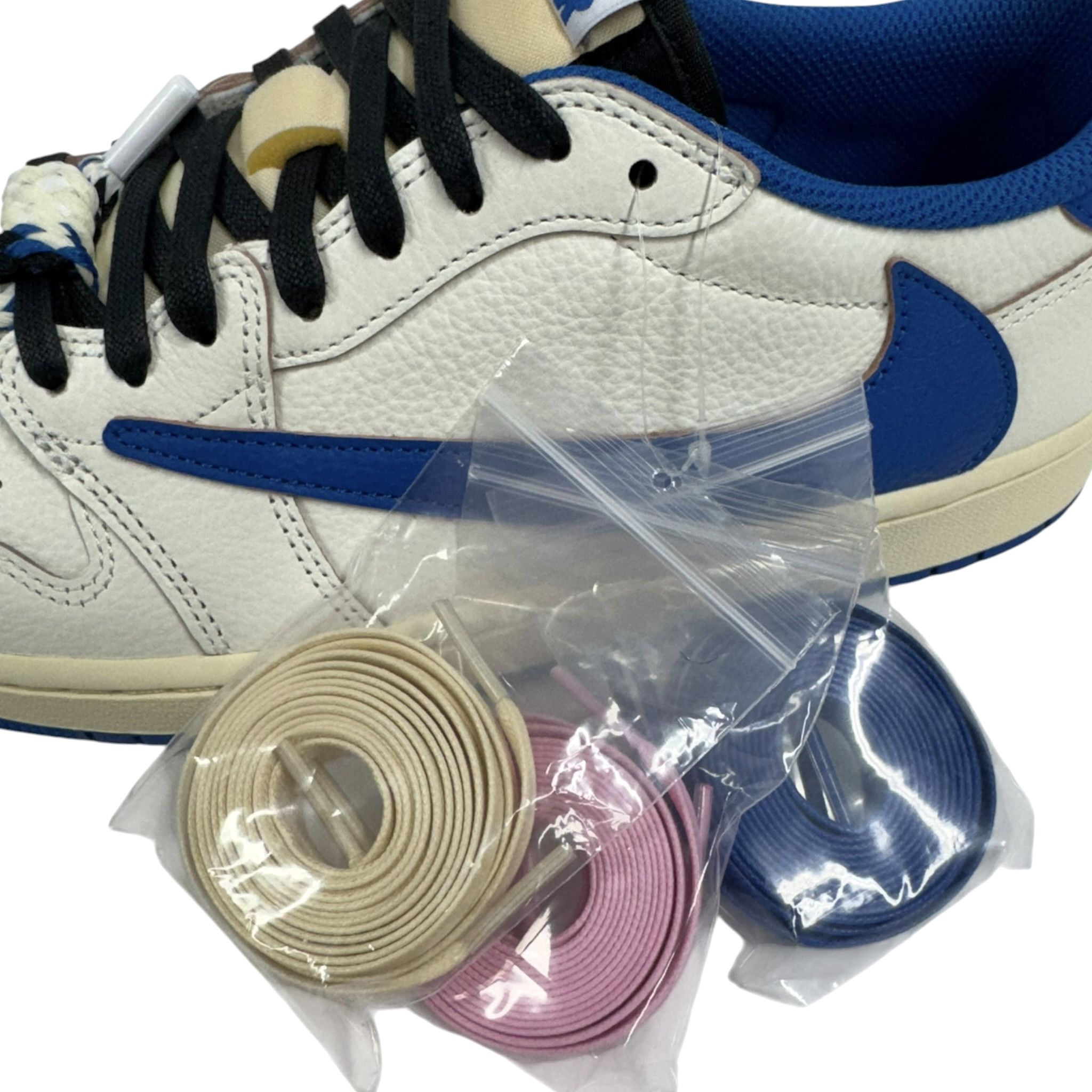 Nike 1 Retro Low OG SP Fragment x Travis Scott Sail Military Blu Size US 10.5 / EU 43-44 - 9 Thumbnail