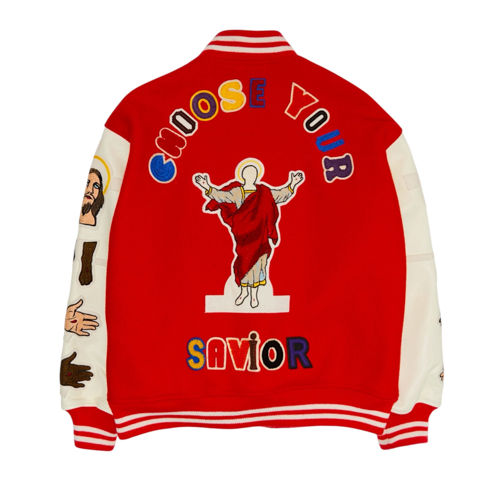 Saint Michael x Denim Tears Stadium Varsity Jacket Red White Multi Size US L / EU 52-54 / 3 - 2 Thumbnail