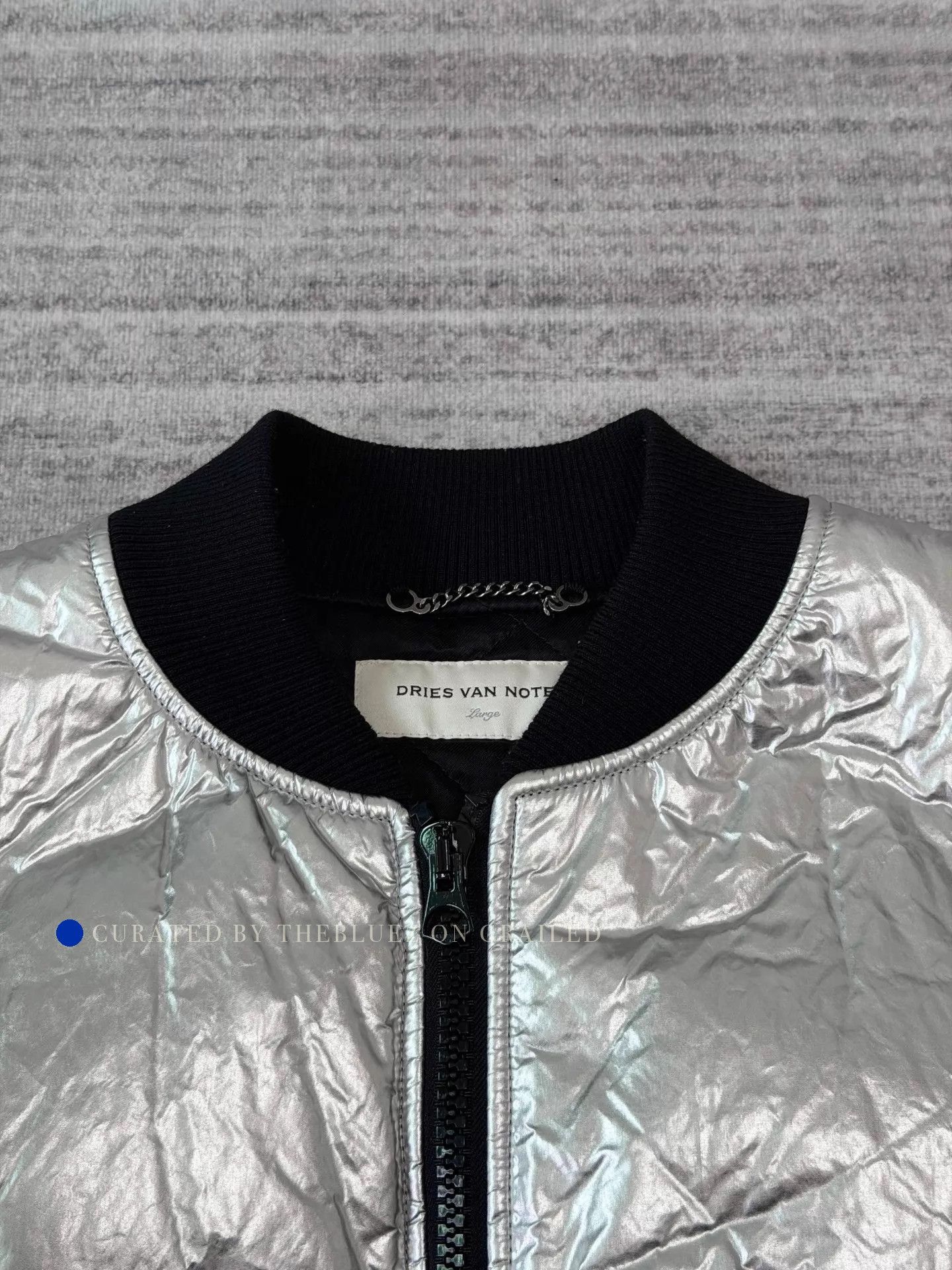 Dries Van Noten Silver Back Zip Cotton Bomber Jacket Size US L / EU 52-54 / 3 - 5 Thumbnail