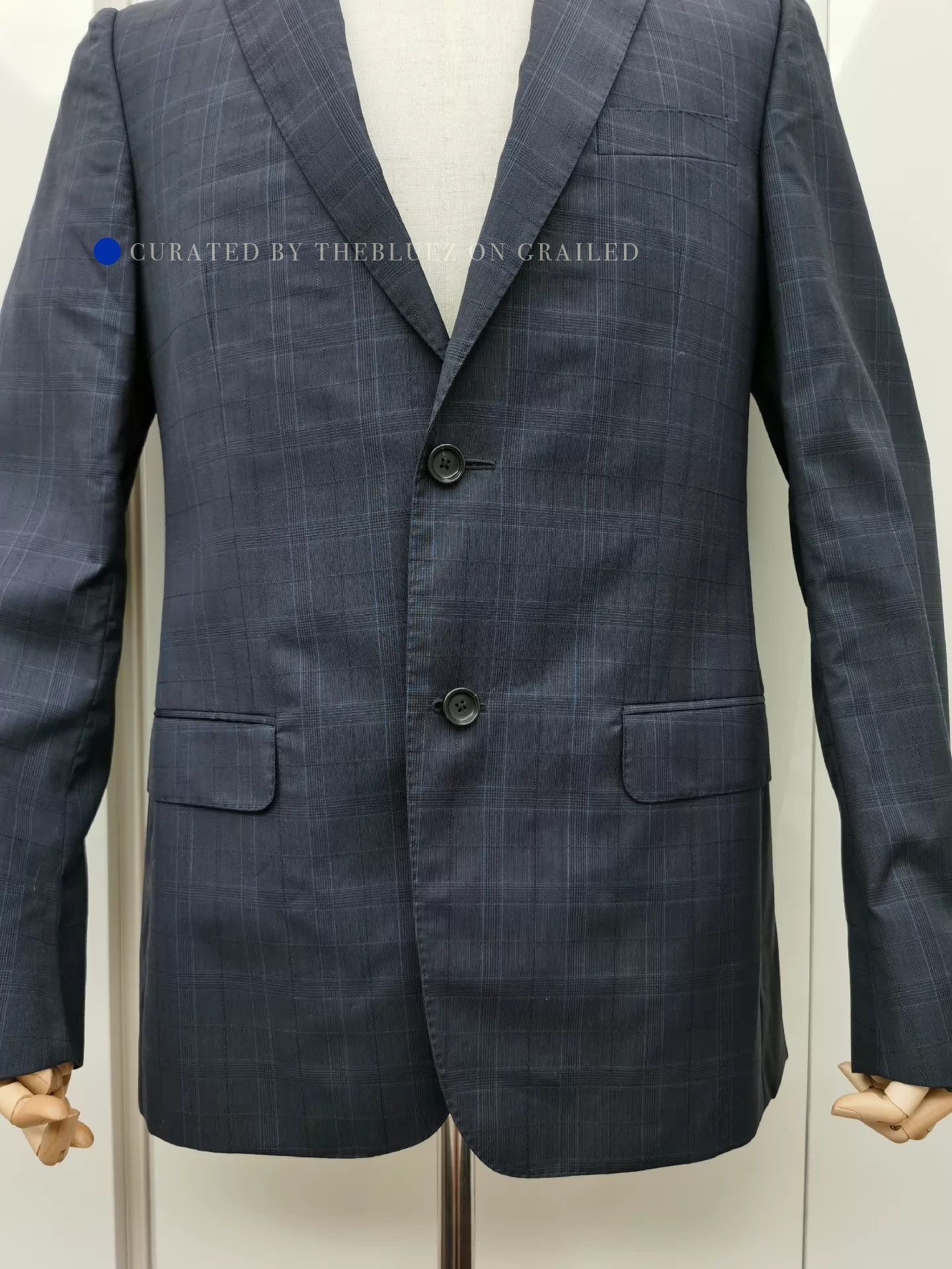 Z Zegna Stylish Blue Check Suit Jacket, Size 48 Size US M / EU 48-50 / 2 - 2 Thumbnail