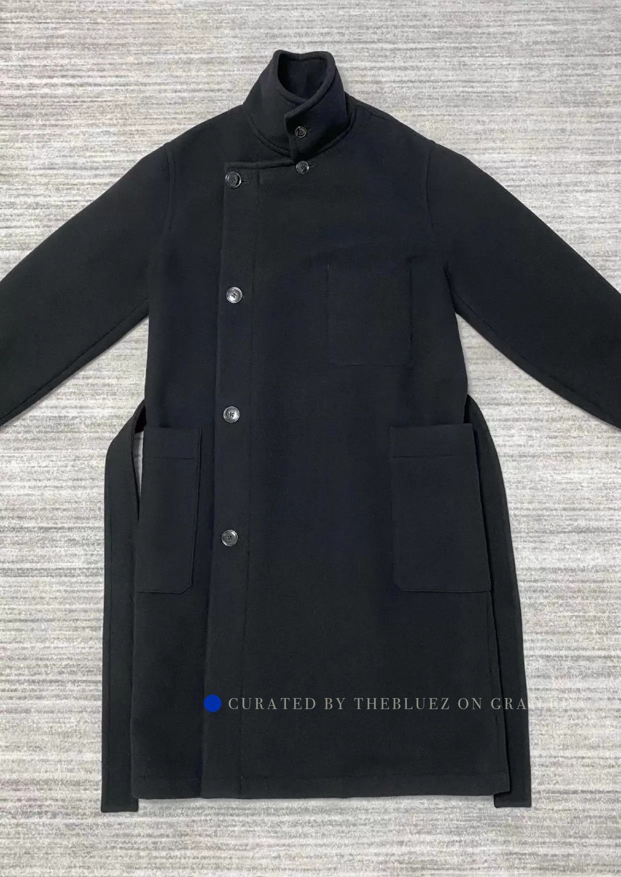 Lemaire Black Wool Warp Coat in Size XS Size US XS / EU 42 / 0 - 2 Thumbnail