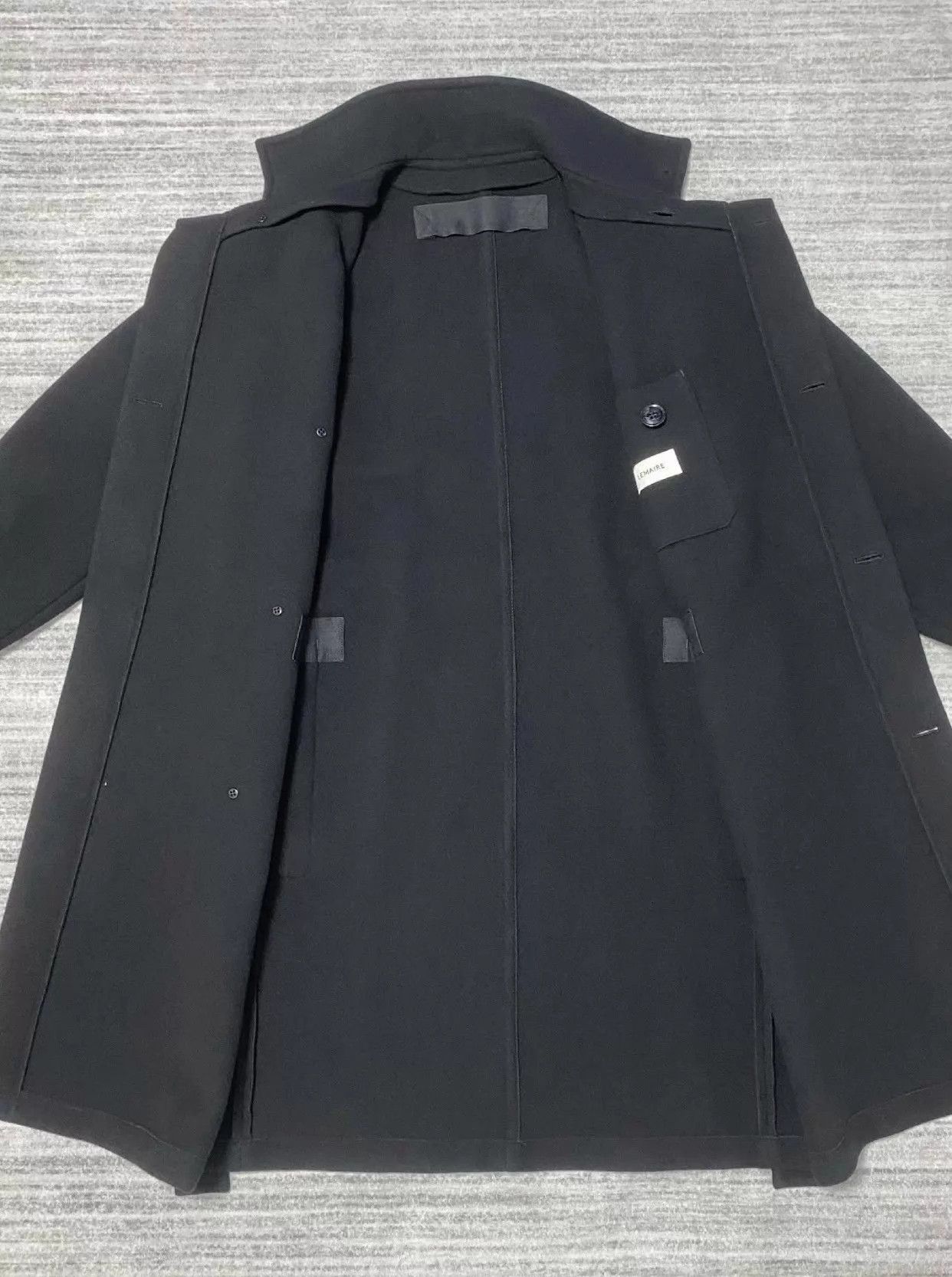Lemaire Black Wool Warp Coat in Size XS Size US XS / EU 42 / 0 - 4 Thumbnail