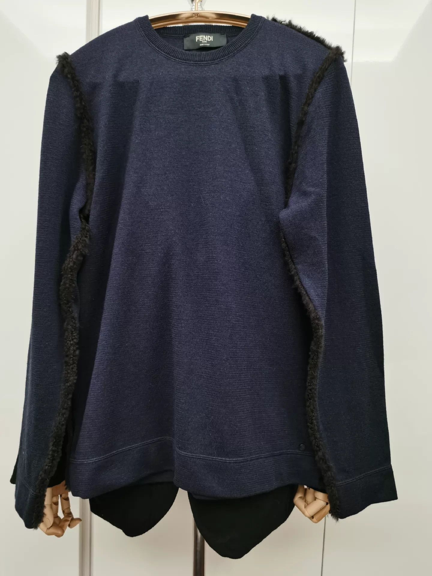 Fendi Navy Blue Wool/Silk/Cashmere Sweater Size US M / EU 48-50 / 2 - 2 Thumbnail