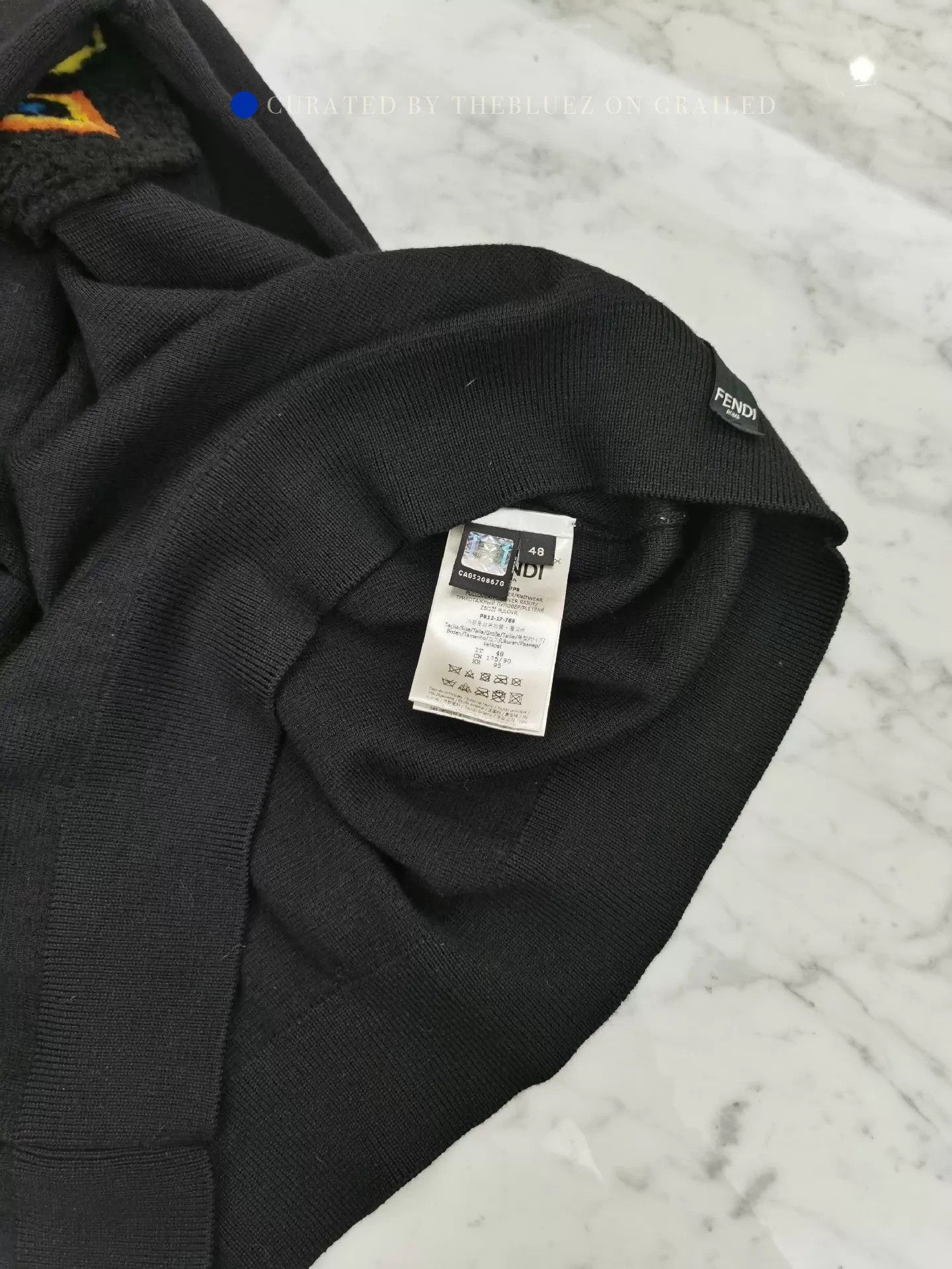 Fendi Stylish Black Wool Sweater with Bag Bugs Design Size US M / EU 48-50 / 2 - 7 Thumbnail