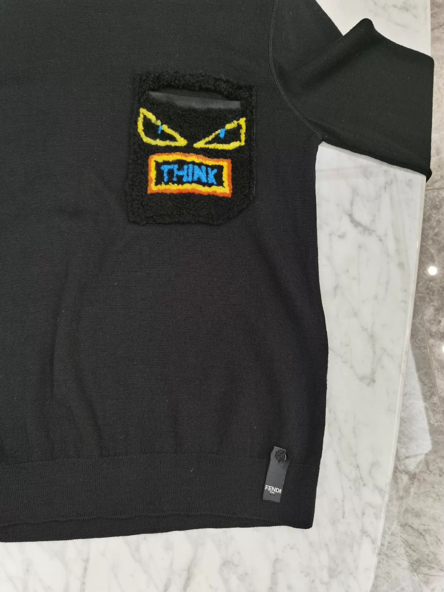 Fendi Stylish Black Wool Sweater with Bag Bugs Design Size US M / EU 48-50 / 2 - 5 Thumbnail