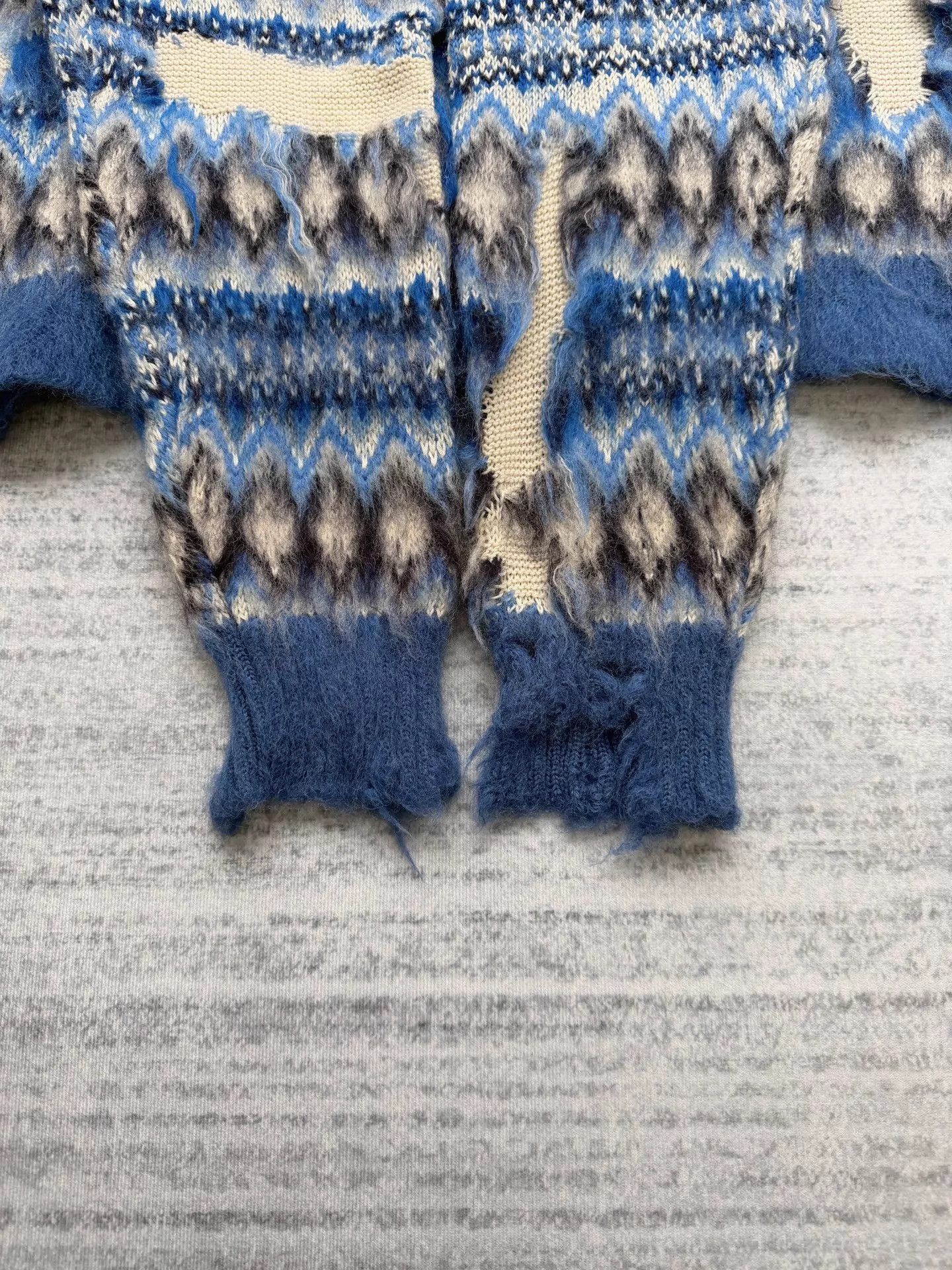 Maison Margiela Distressed Blue Fair Isle Knit Sweater Size US S / EU 44-46 / 1 - 5 Thumbnail