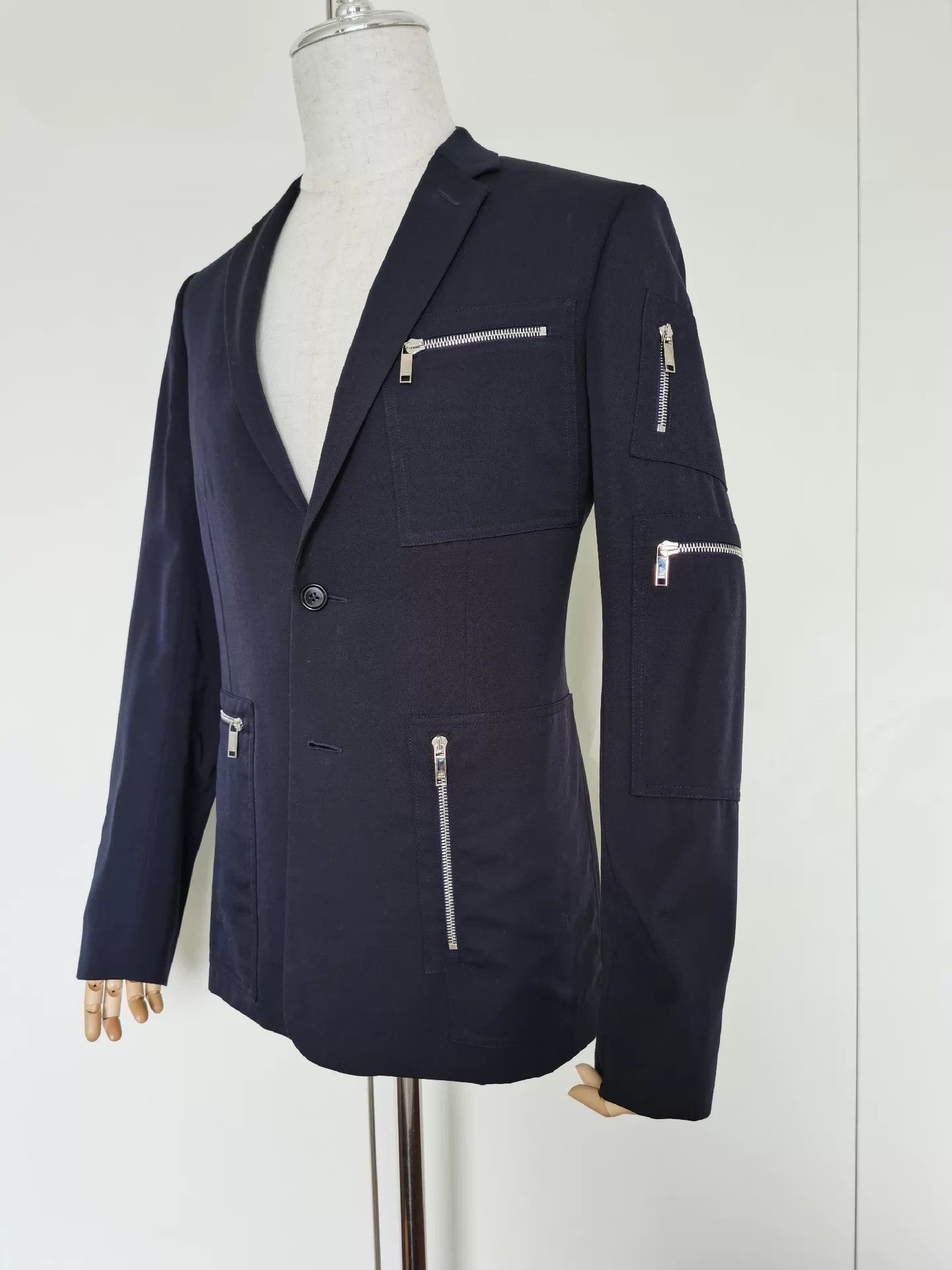 Dior Stylish Blue Wool Multi-Zip Suit Size US M / EU 48-50 / 2 - 3 Thumbnail