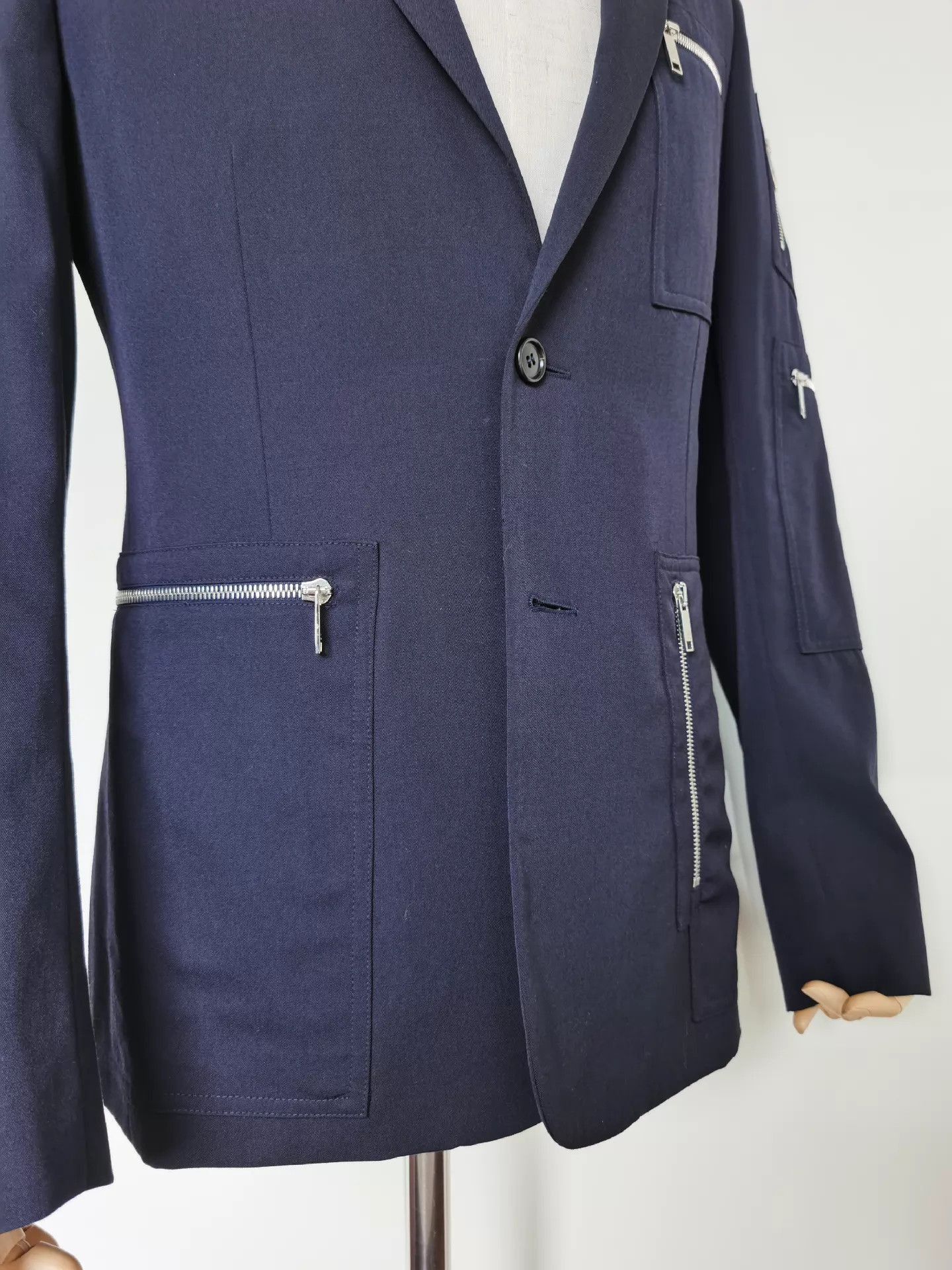 Dior Stylish Blue Wool Multi-Zip Suit Size US M / EU 48-50 / 2 - 5 Thumbnail