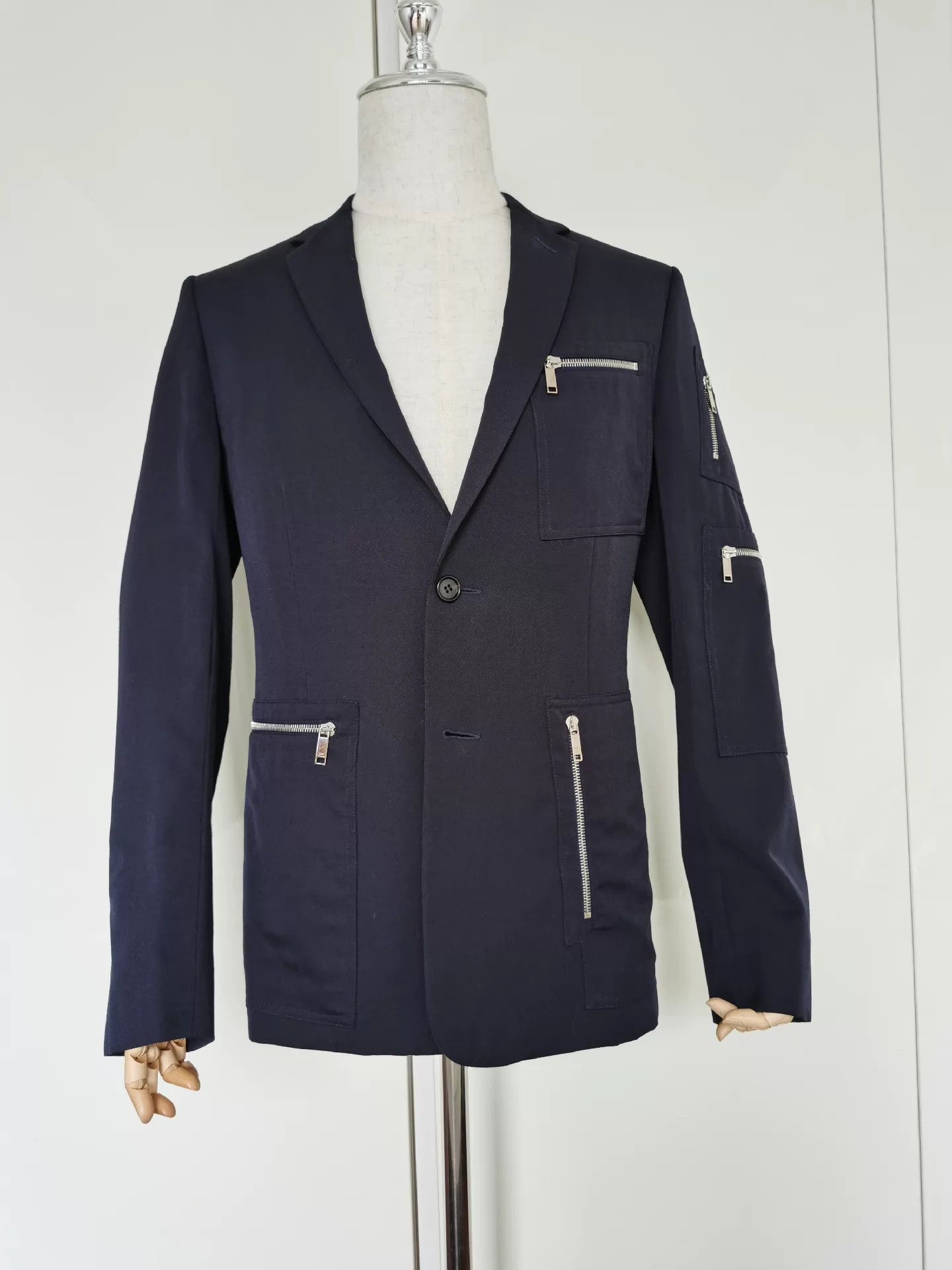 Dior Stylish Blue Wool Multi-Zip Suit Size US M / EU 48-50 / 2 - 2 Thumbnail