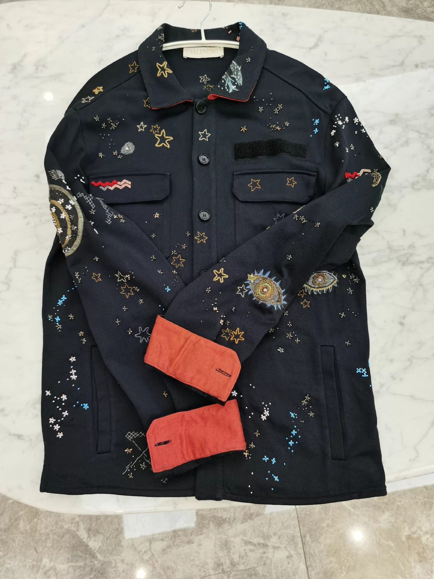 Valentino Cosmic Star 3D Beaded Black Cardigan Size US M / EU 48-50 / 2 - 2 Thumbnail
