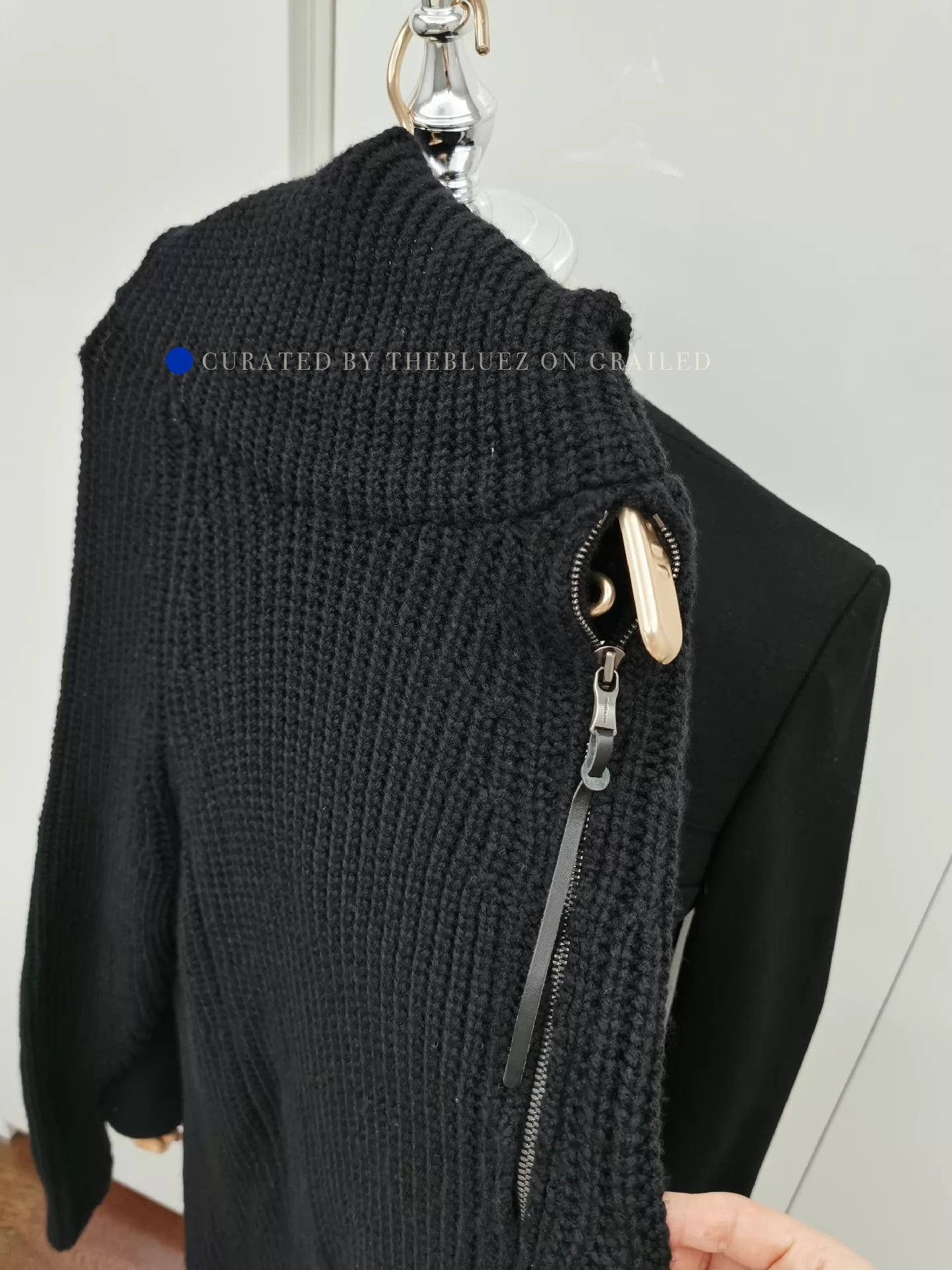 The Viridi-anne Unique Irregular Black Wool Sweater Size US L / EU 52-54 / 3 - 5 Thumbnail