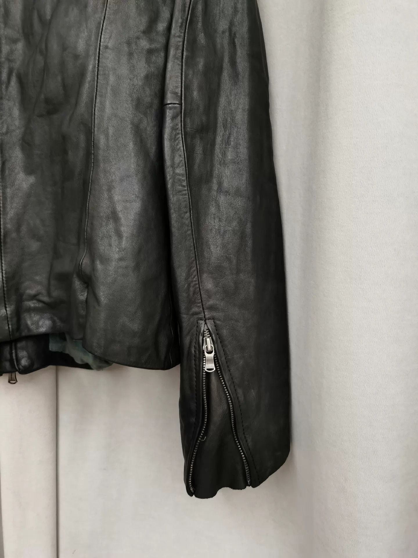 The Viridi-anne Black Leather Jacket with Zipper Cuffs Size US XL / EU 56 / 4 - 6 Thumbnail