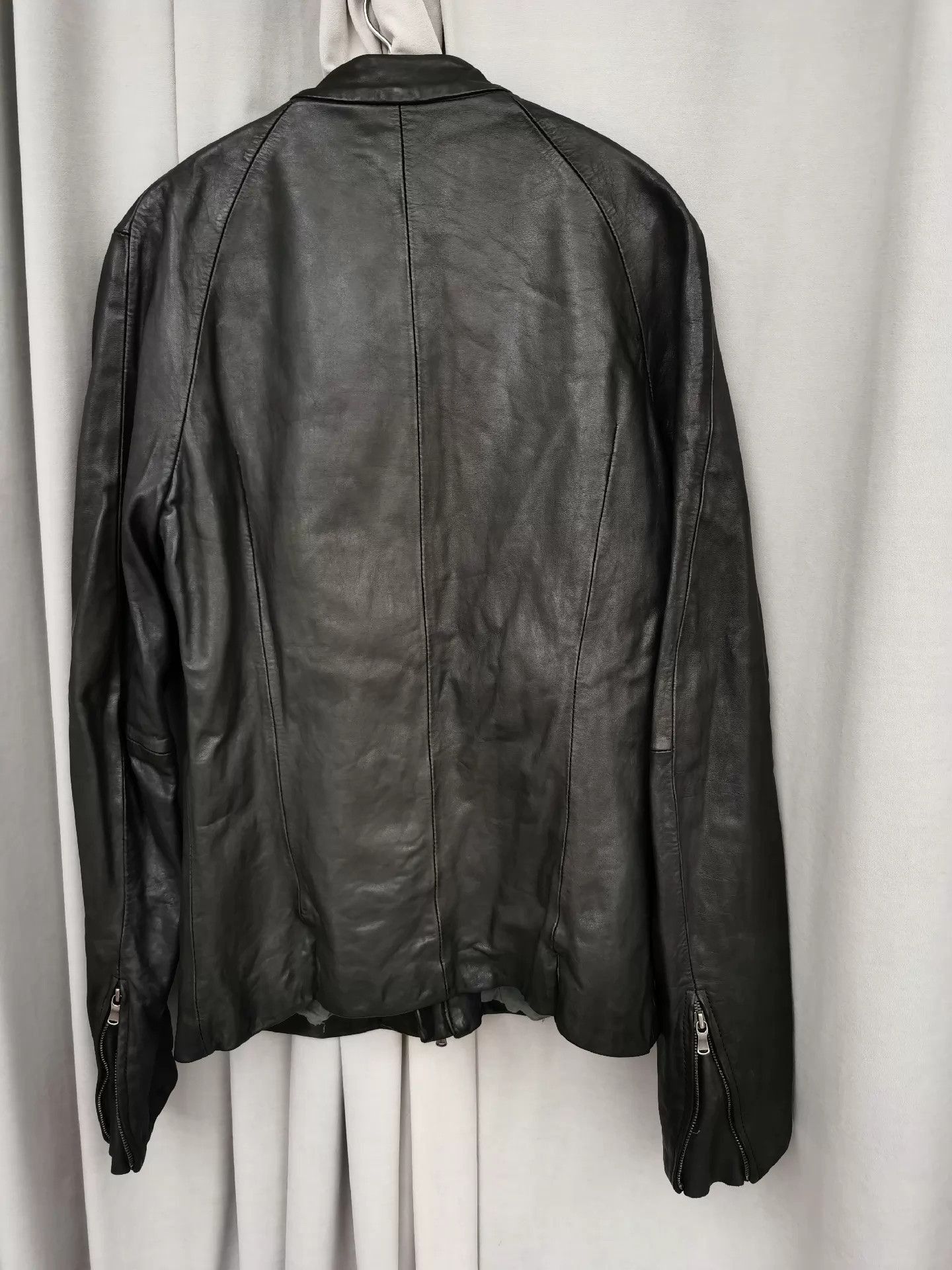 The Viridi-anne Black Leather Jacket with Zipper Cuffs Size US XL / EU 56 / 4 - 3 Thumbnail