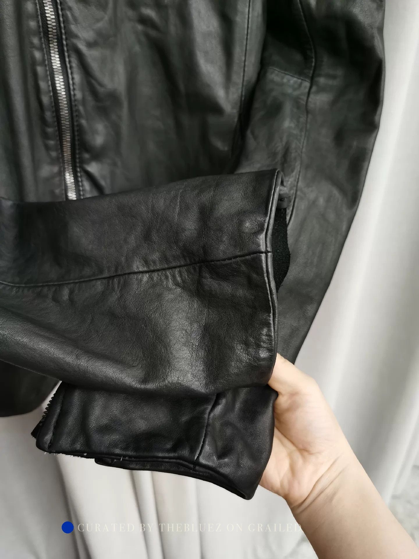 The Viridi-anne Black Leather Jacket with Zipper Cuffs Size US XL / EU 56 / 4 - 4 Thumbnail