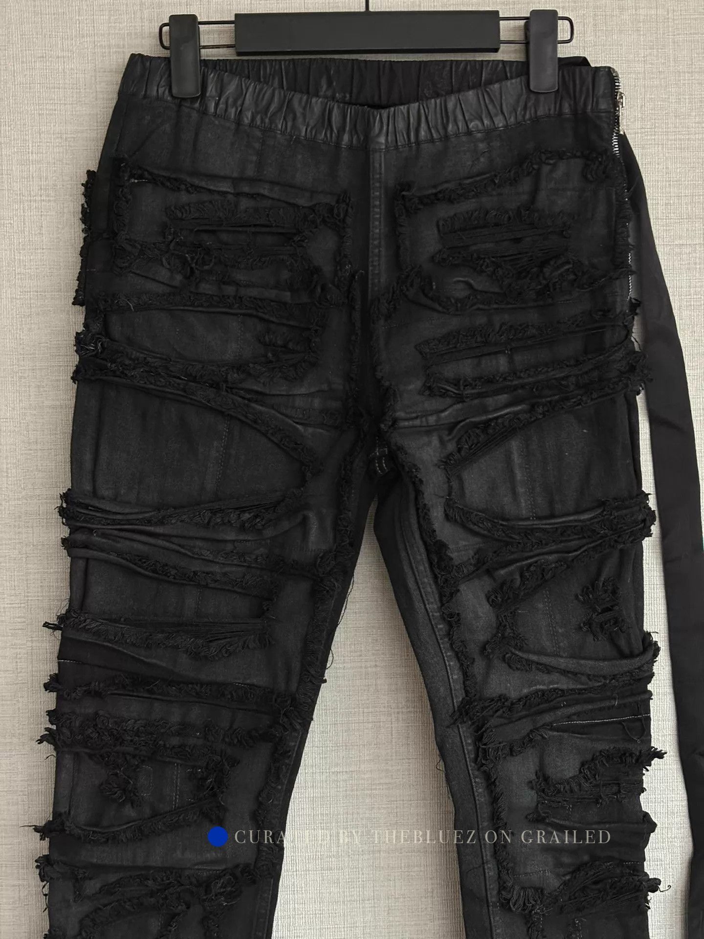 Rick Owens Black Ripped Stretch Slim Jeans Size US 32 / EU 48 - 2 Thumbnail