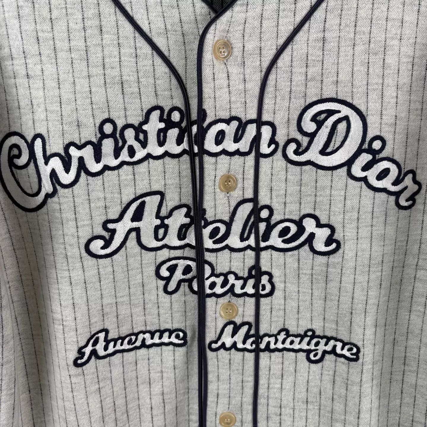 Dior Gray Wool-Cotton Baseball Jacket Size US L / EU 52-54 / 3 - 4 Thumbnail