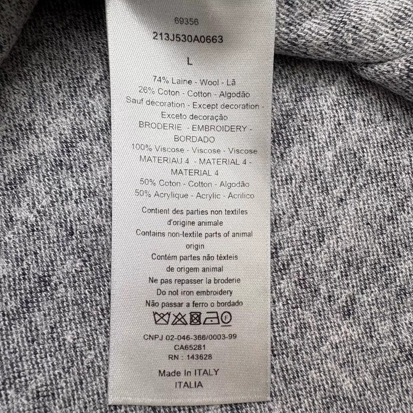 Dior Gray Wool-Cotton Baseball Jacket Size US L / EU 52-54 / 3 - 6 Thumbnail